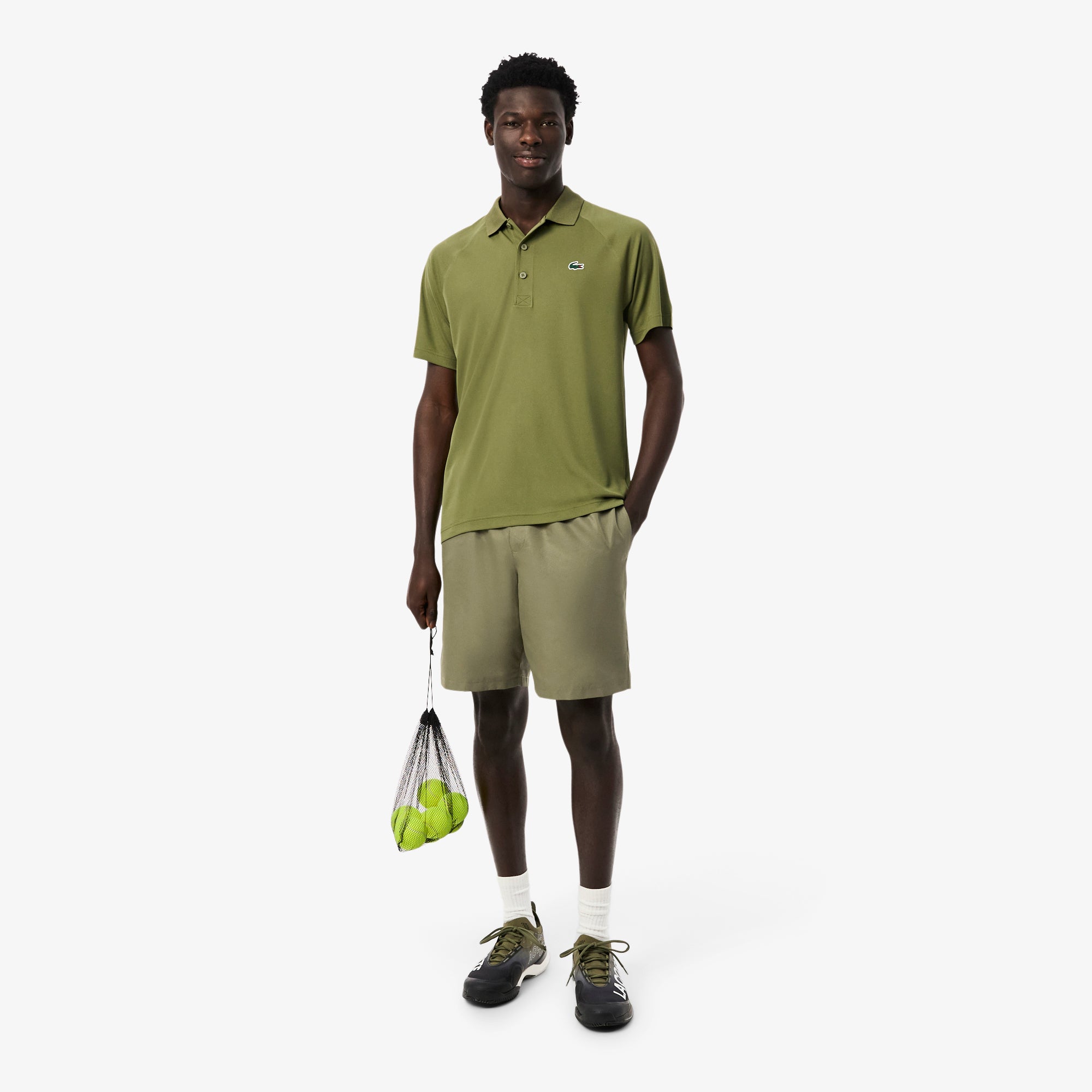 LACOSTE Men's Sport Tennis Shorts In Solid Diamond Weave Taffeta