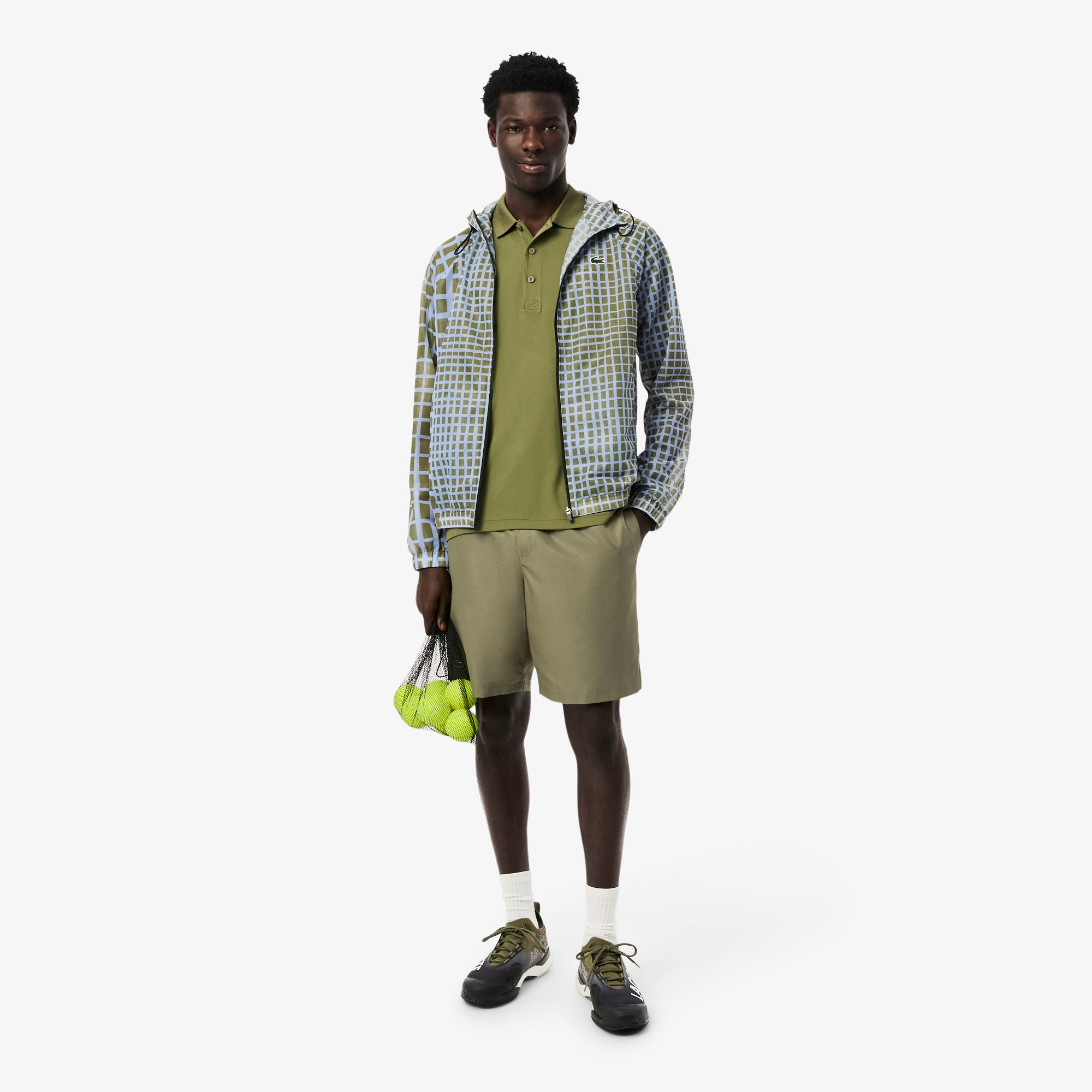 LACOSTE Men's Sport Tennis Shorts In Solid Diamond Weave Taffeta