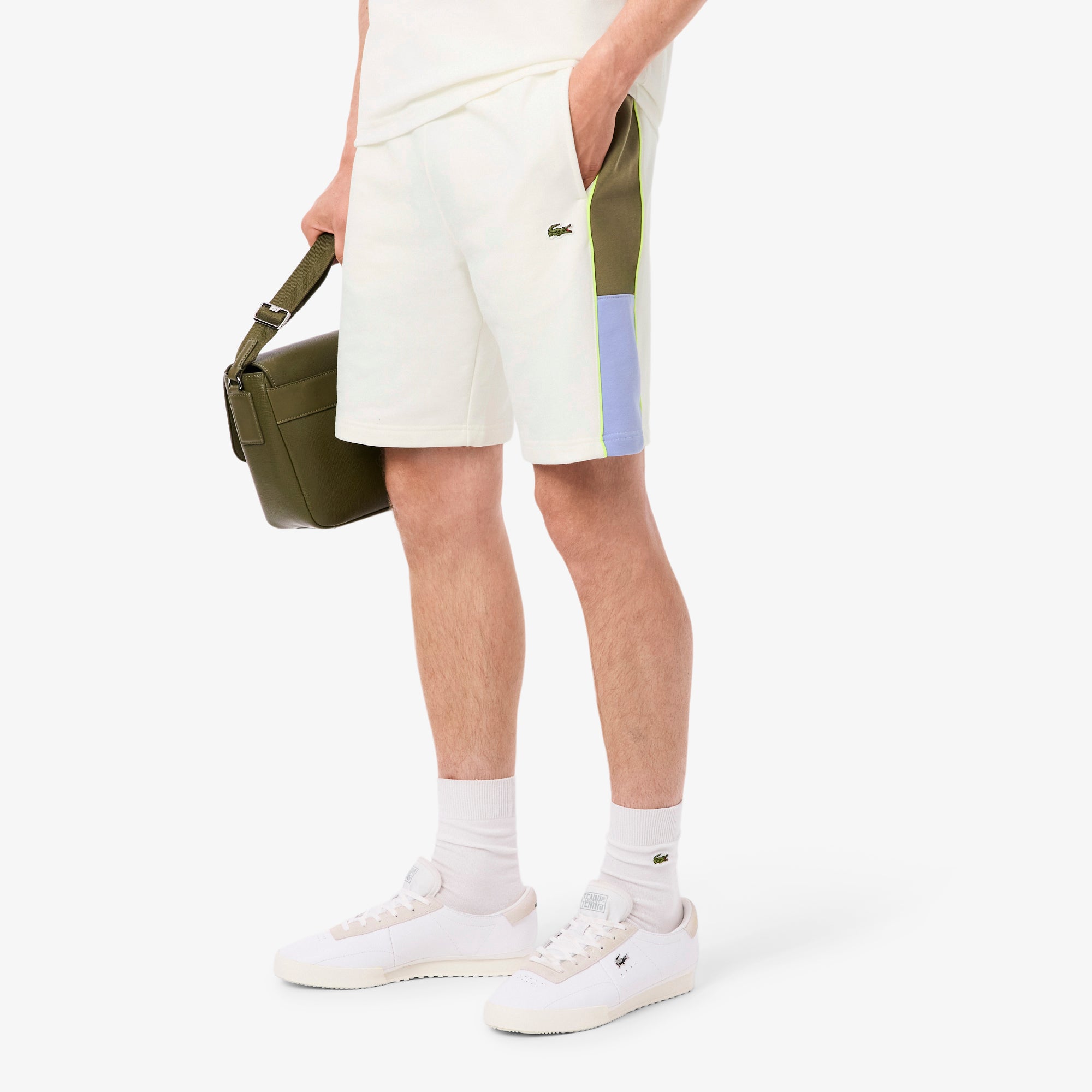 LACOSTE Colour-block fleece shorts