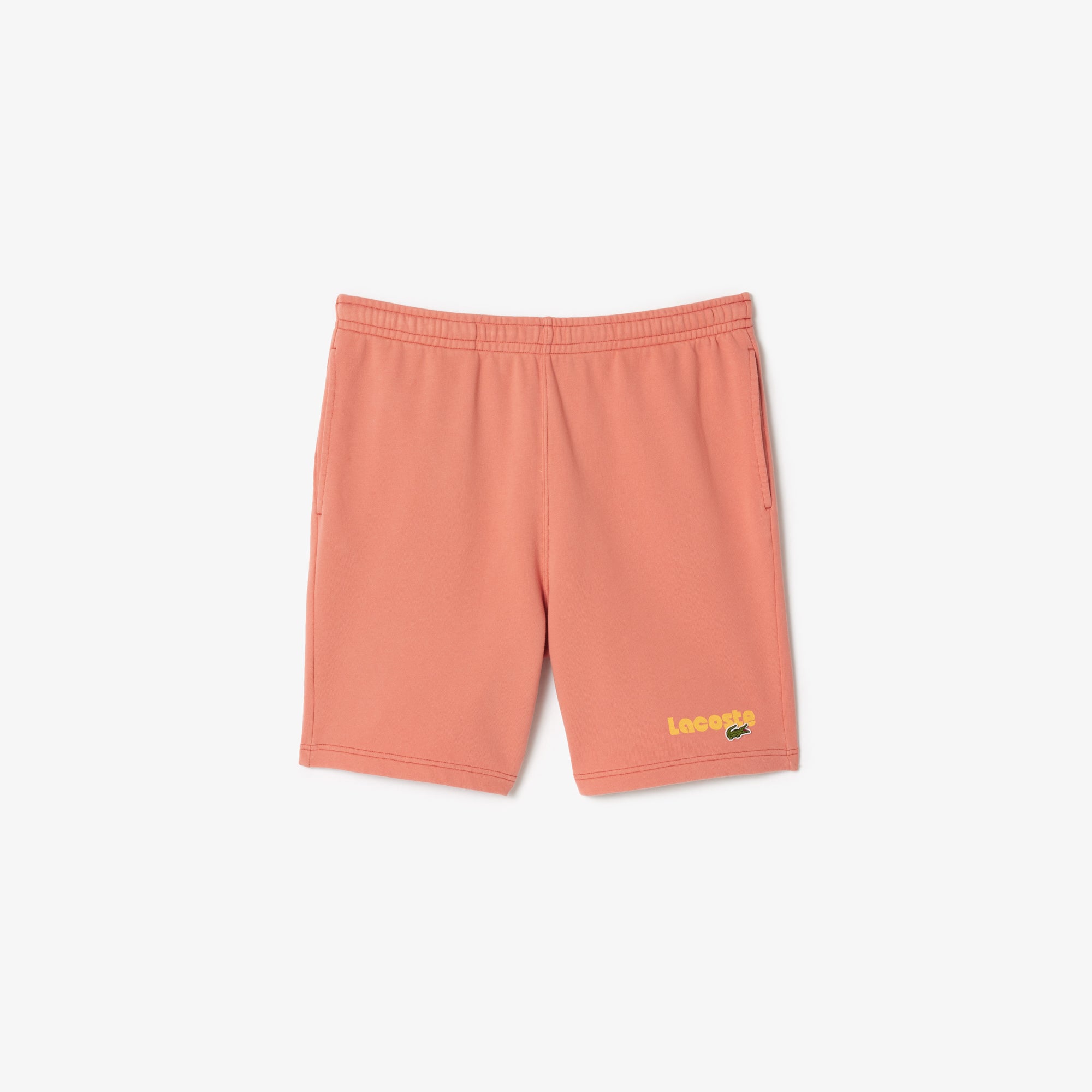 LACOSTE Men's Regular Fit Washed Effect Printed Fleece Shorts