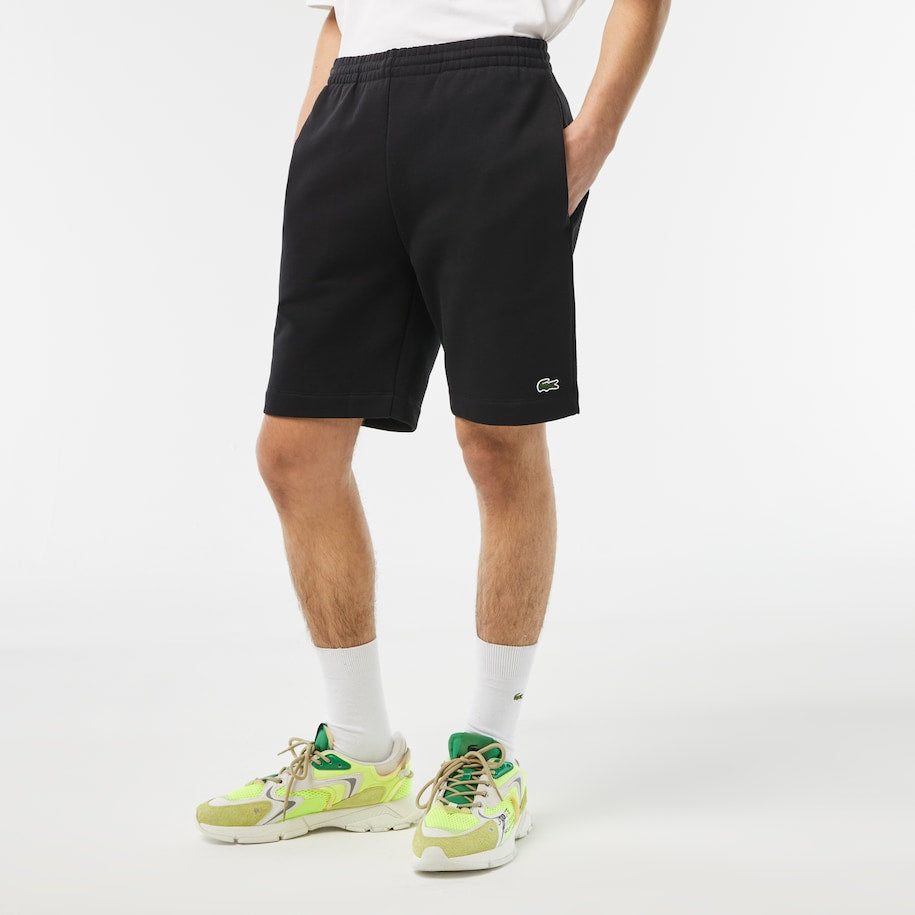 Lacoste Men's Organic Brushed Cotton Fleece Shorts - M / 31 - Black - Lacoste Shorts THE MIX