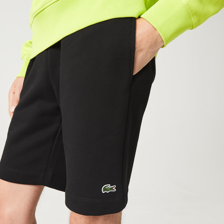 Lacoste Men's Organic Brushed Cotton Fleece Shorts - L / 31 - Black - Lacoste Shorts THE MIX