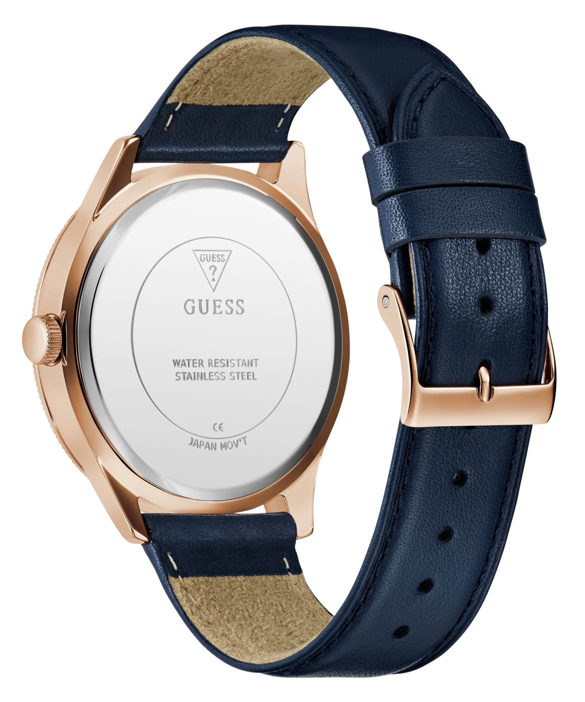GUESS Mens Navy Rose Gold Tone Analog Watch