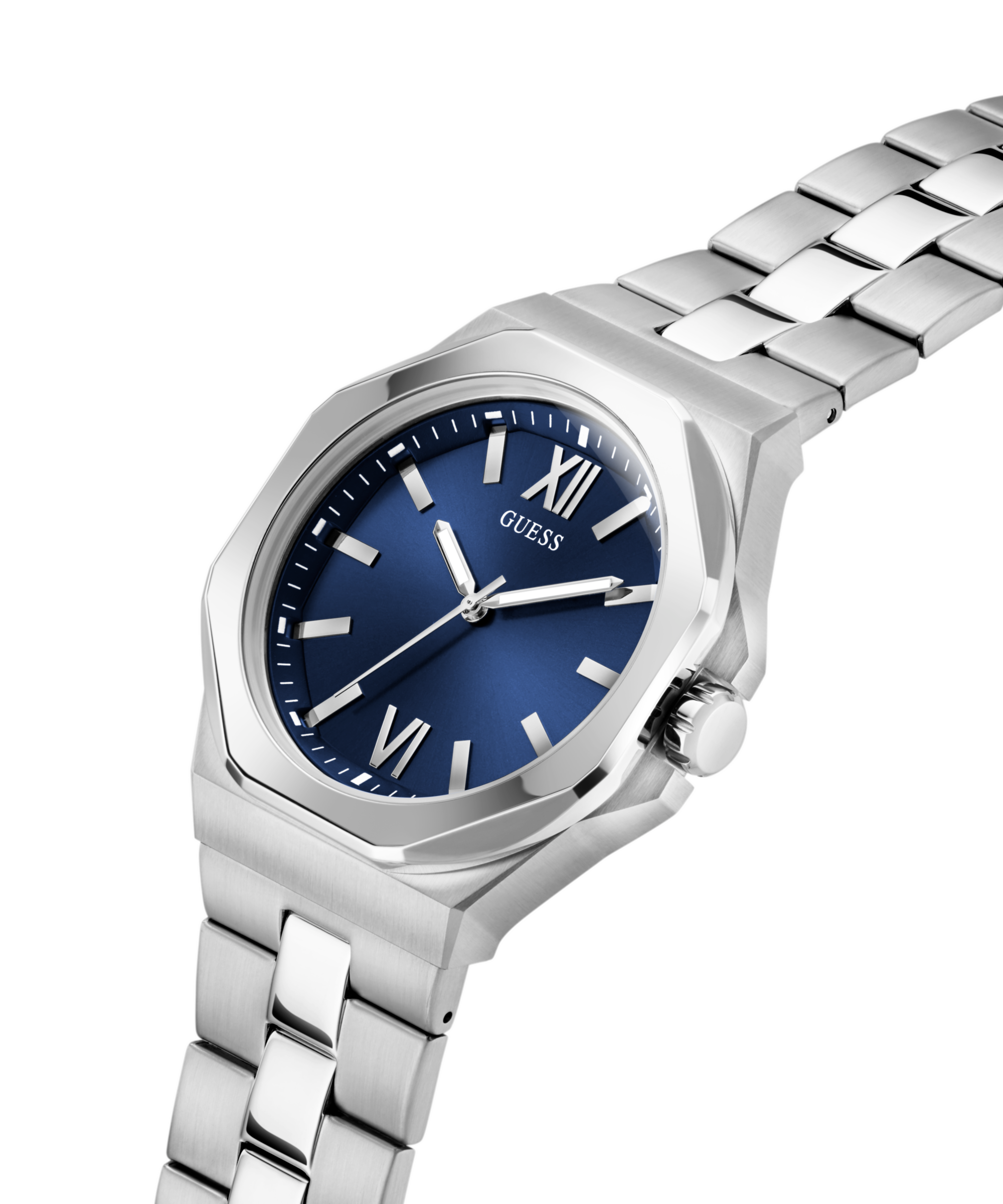 GUESS Men's Silver Tone Analog Watch