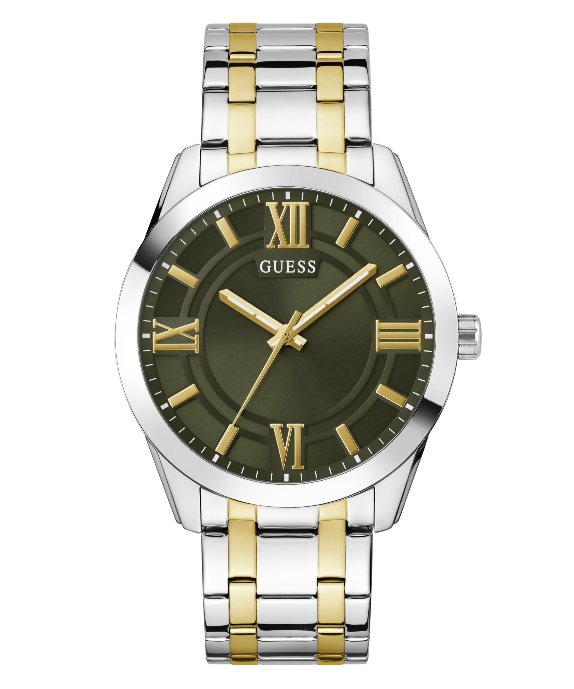 GUESS Mens 2-Tone Silver Tone Analog Watch