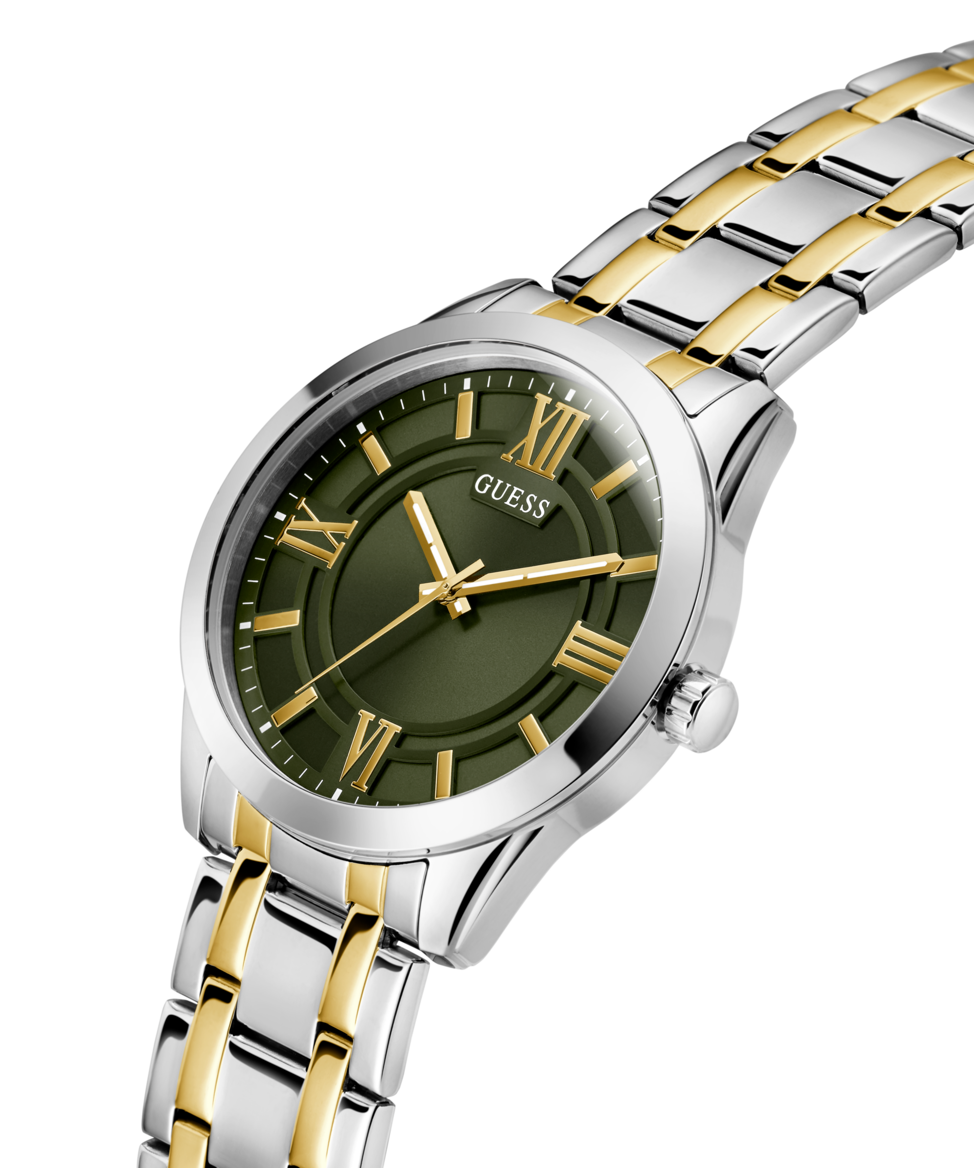 GUESS Mens 2-Tone Silver Tone Analog Watch