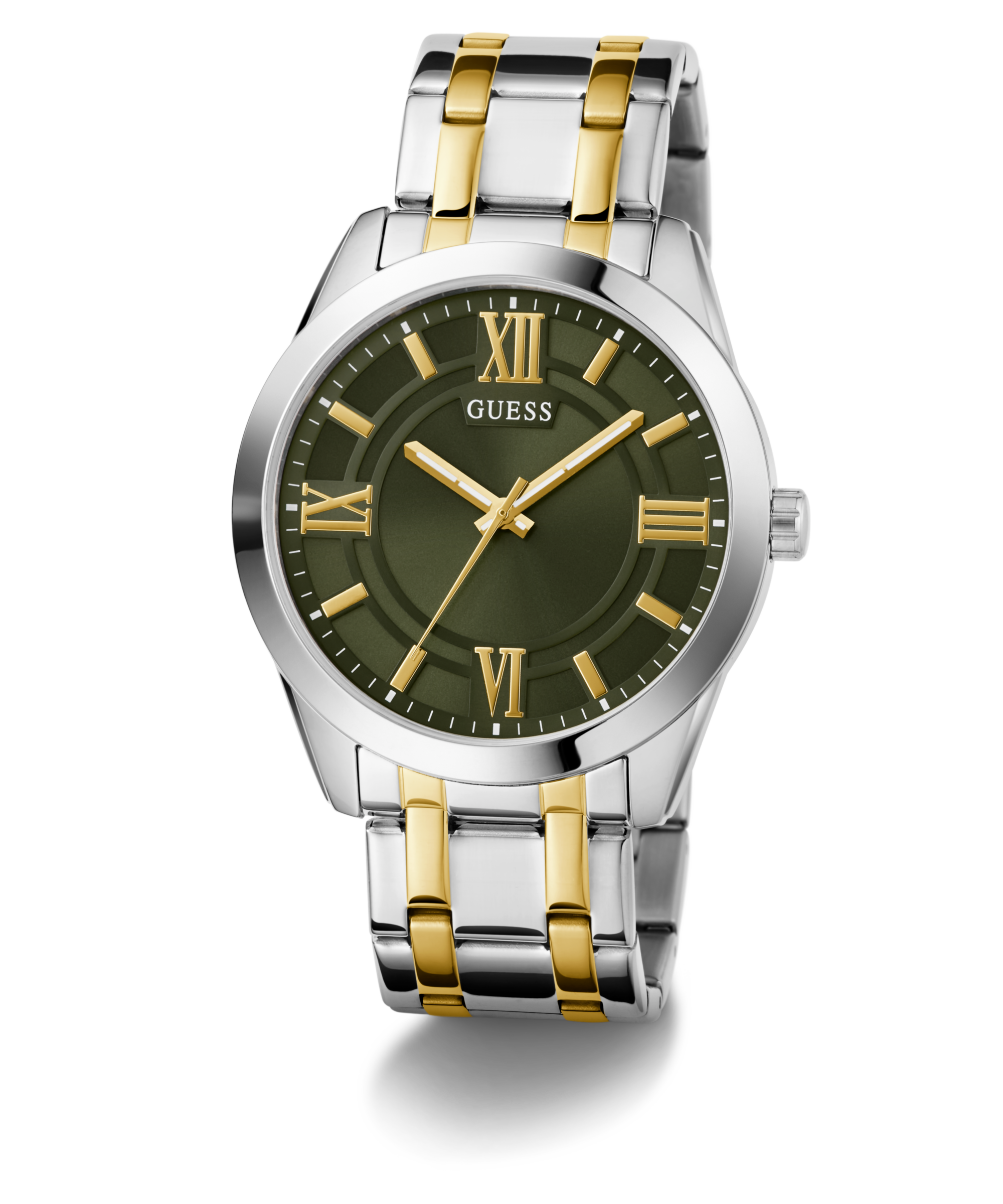 GUESS Mens 2-Tone Silver Tone Analog Watch
