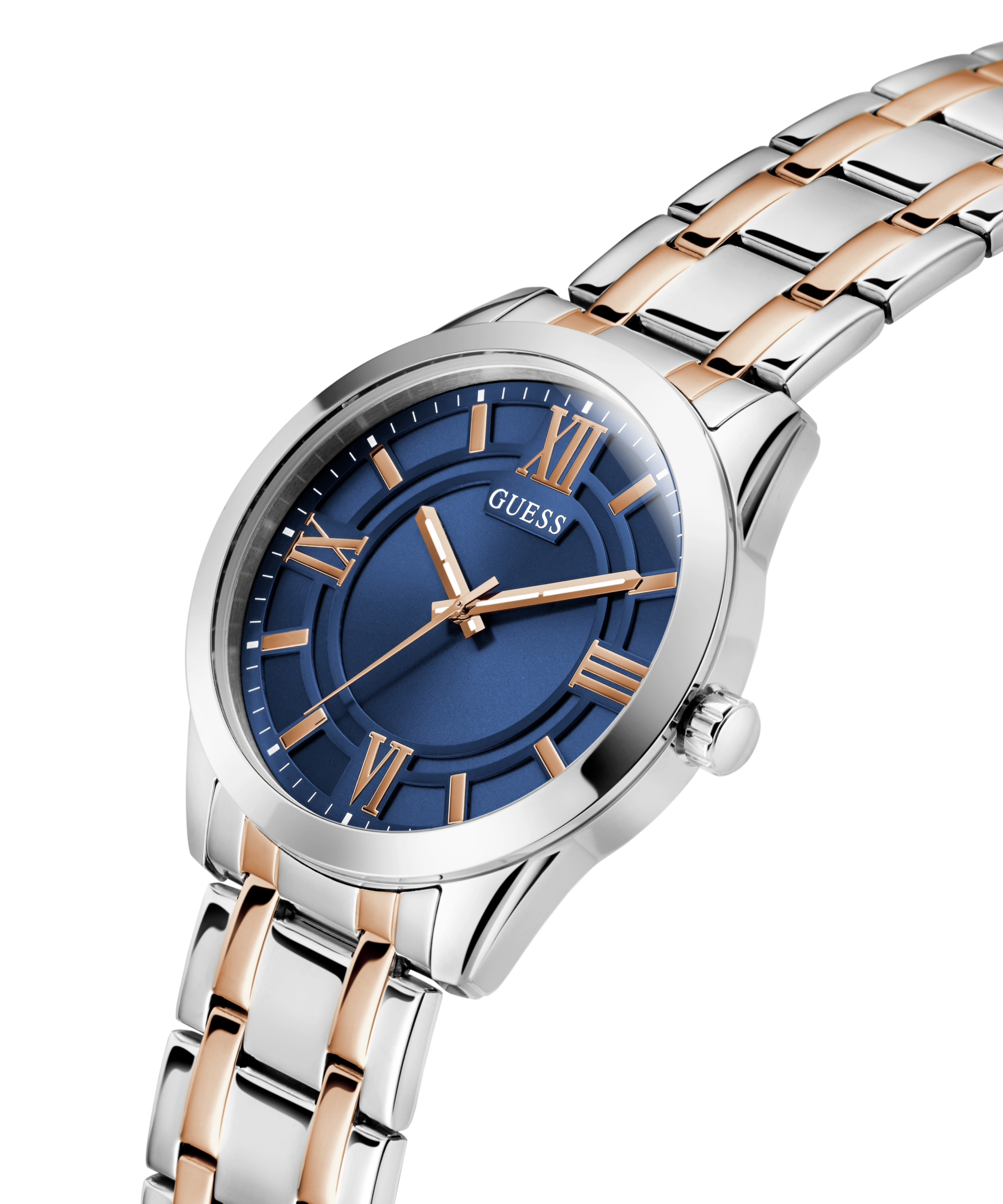 GUESS Mens 2-Tone Silver Tone Analog Watch