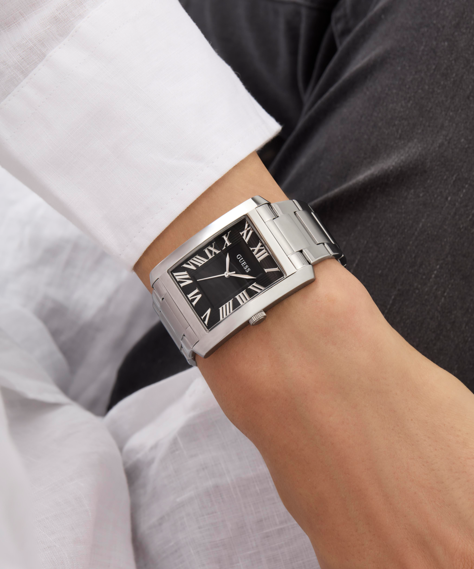 GUESS Mens Silver Tone Analog Watch