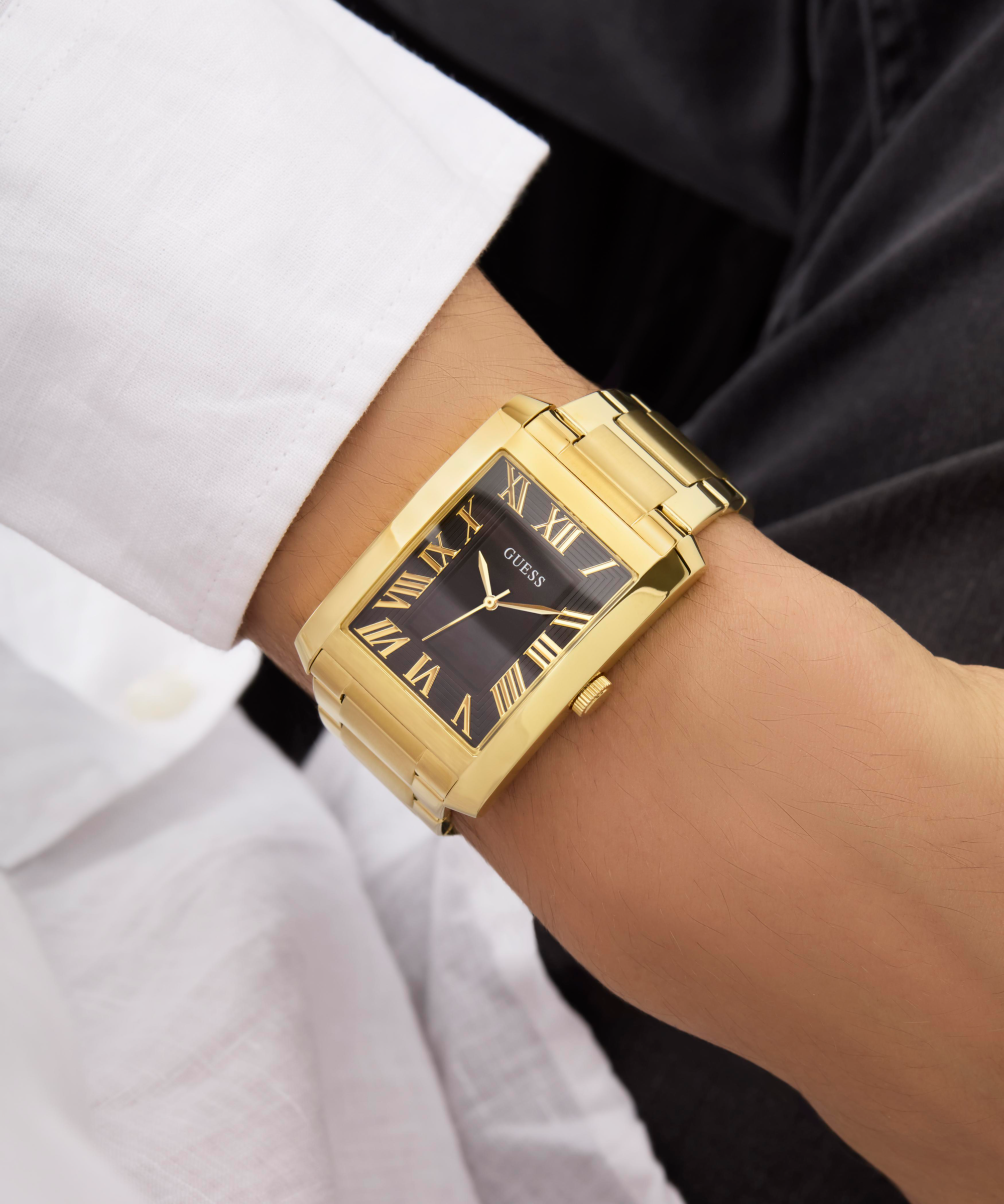 GUESS Mens Gold Tone Analog Watch