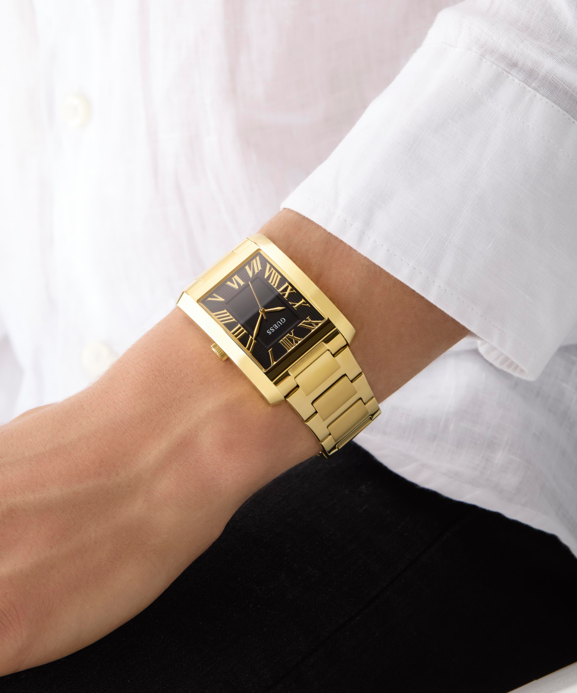 GUESS Mens Gold Tone Analog Watch