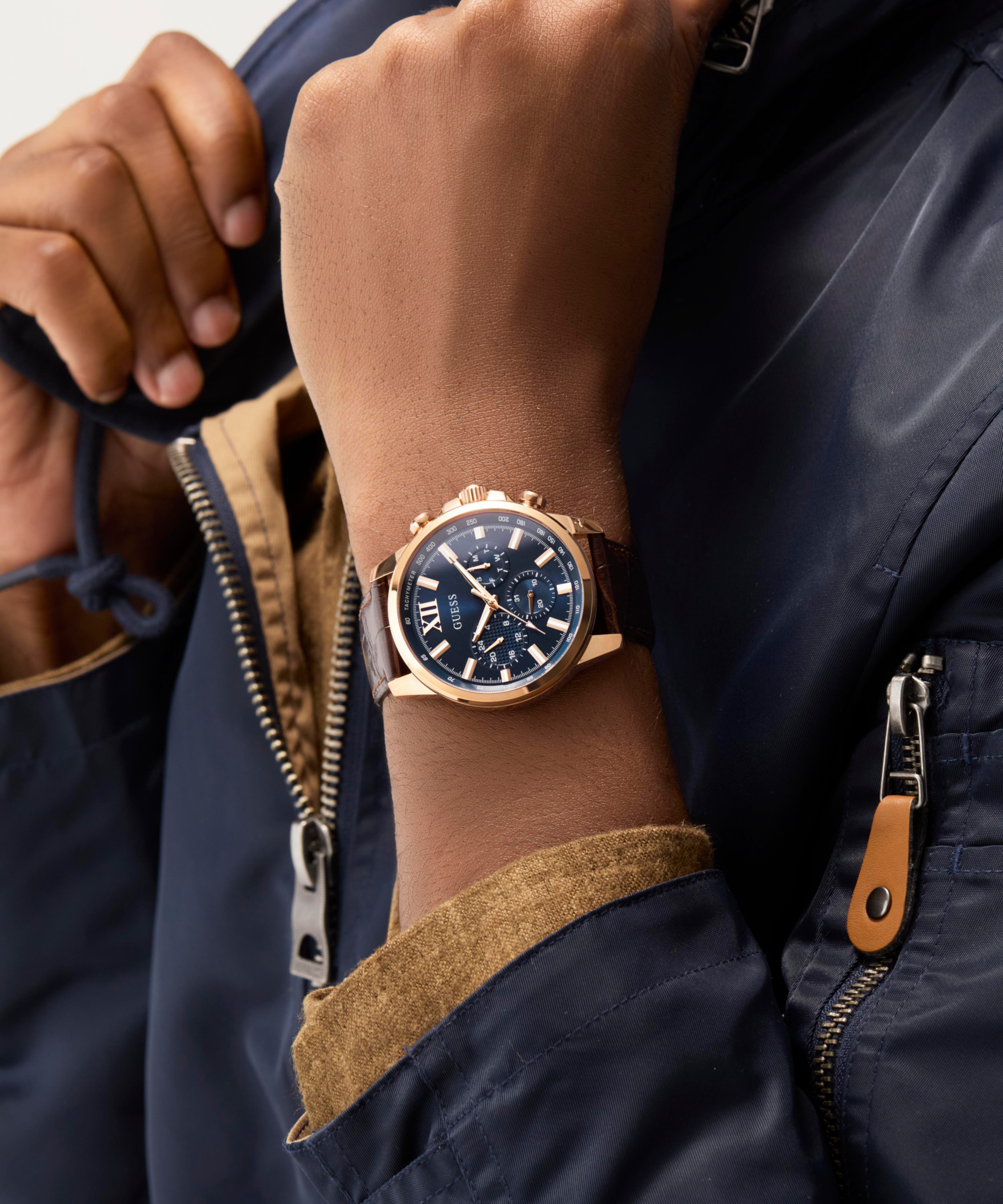 GUESS Mens Brown Multi-function Watch