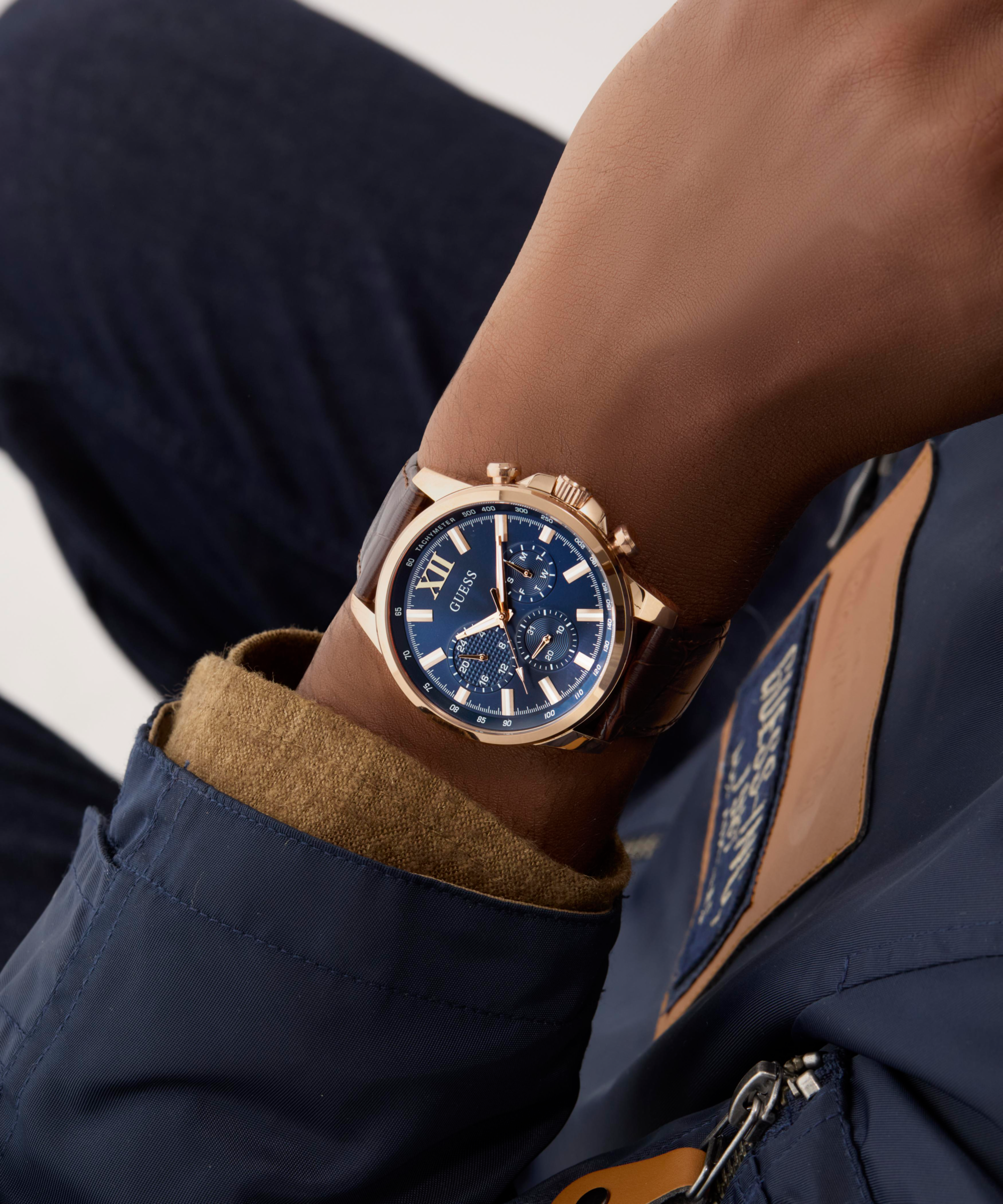 GUESS Mens Brown Multi-function Watch