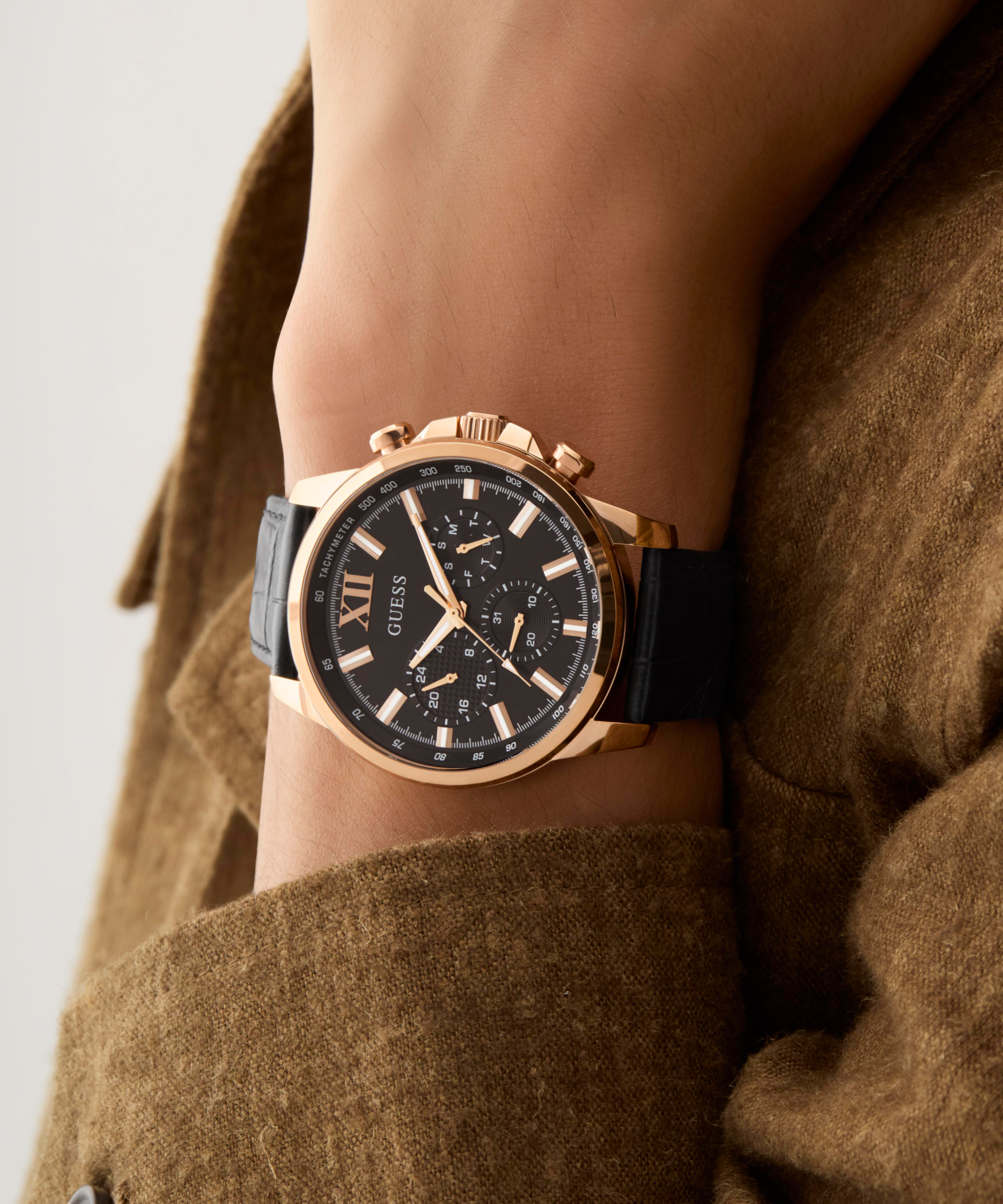 GUESS Mens Black Multi-Function Watch