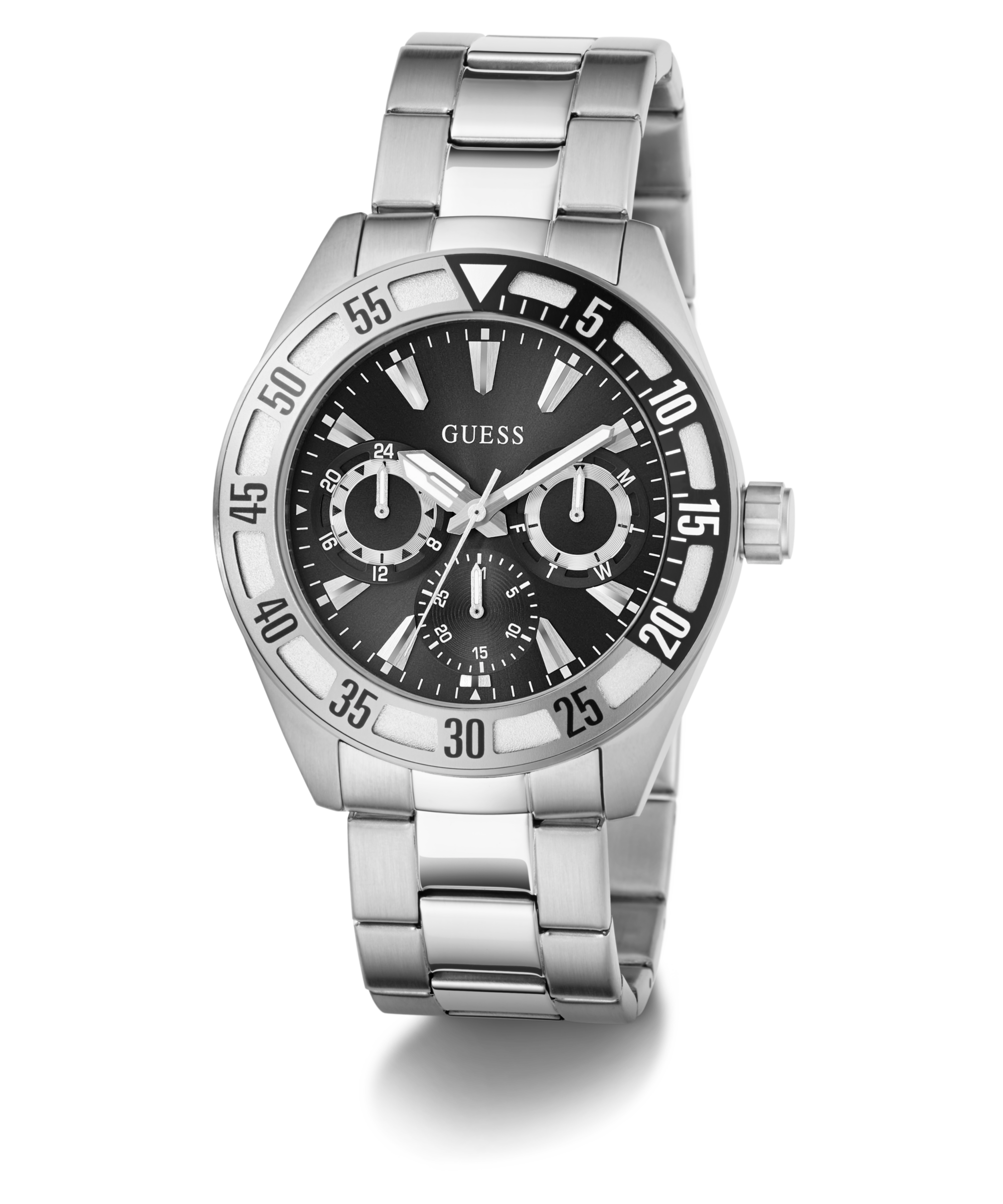 GUESS Mens Silver Tone Multi-Function Watch