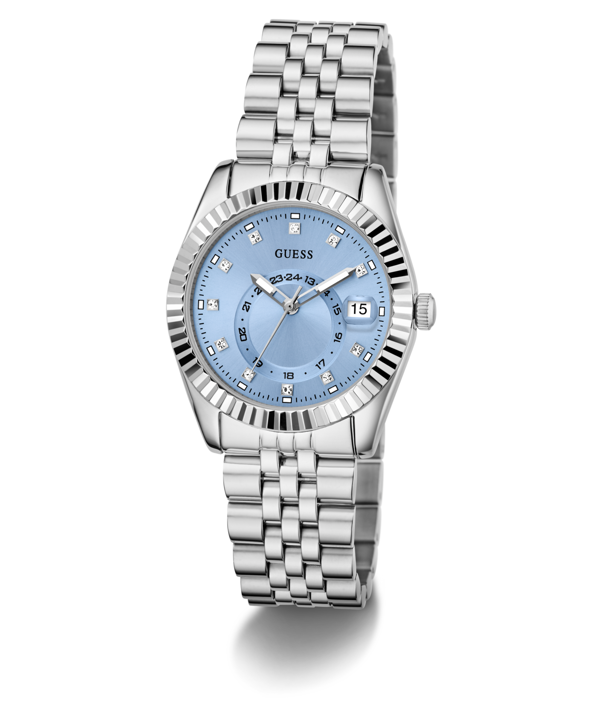 GUESS Ladies Jada Silver Tone Multi-function Date Watch