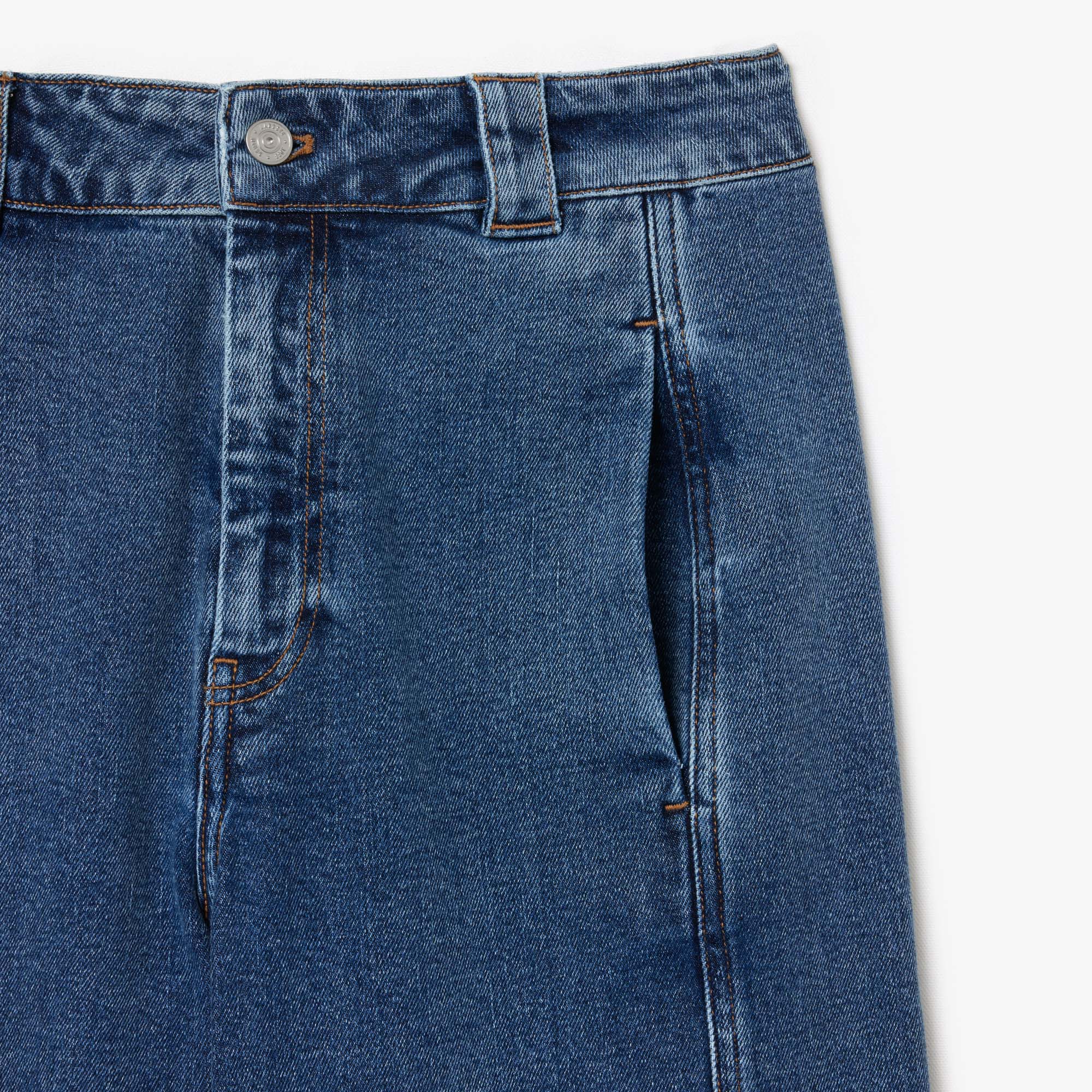 LACOSTE Women's High Waist Wide Leg Stretch Denim Jeans