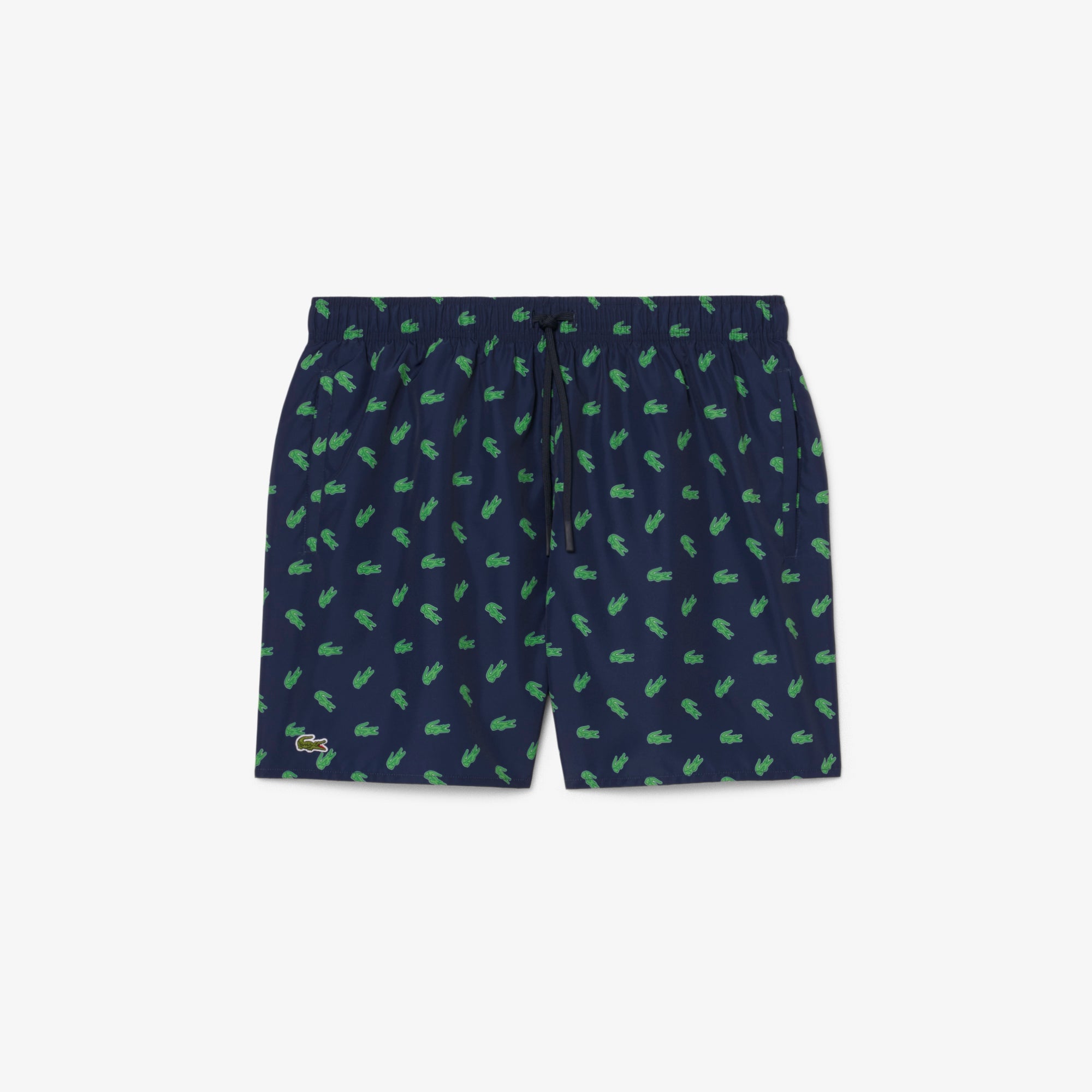 LACOSTE Mid Length Crocodile Print Swim Trunks