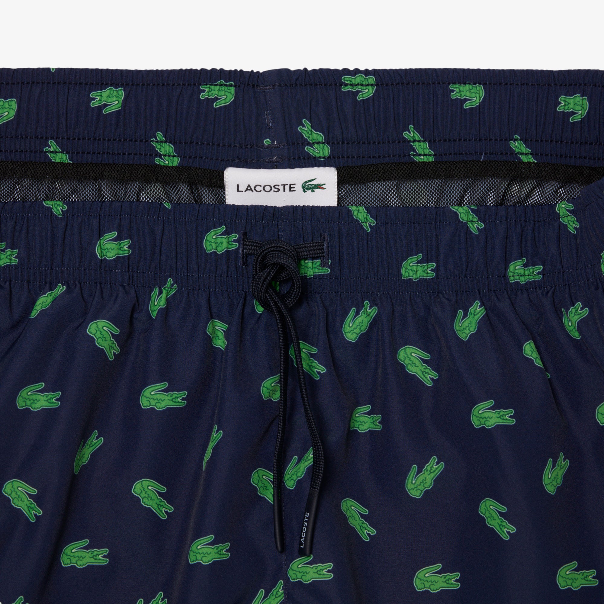 LACOSTE Mid Length Crocodile Print Swim Trunks