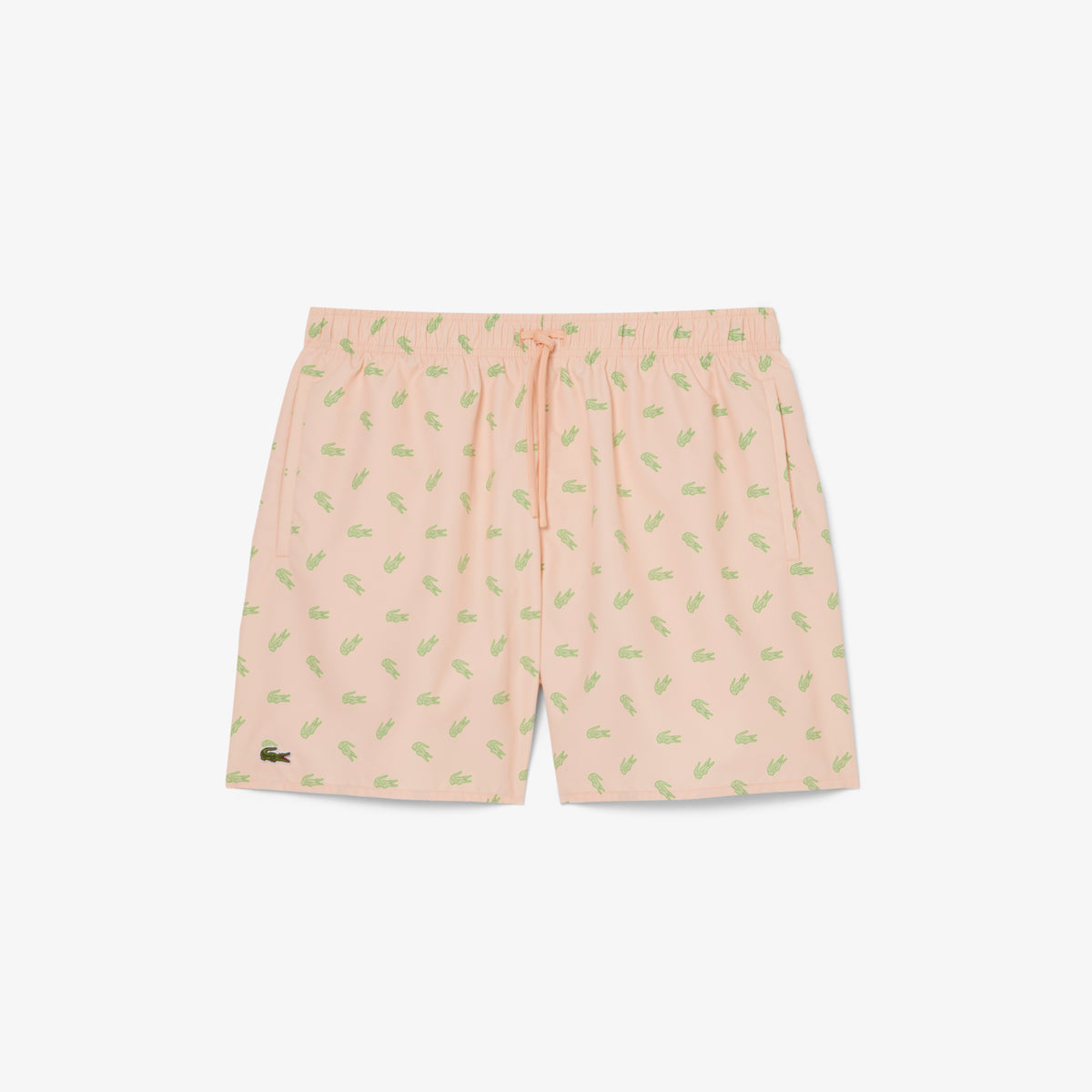 LACOSTE Mid Length Crocodile Print Swim Trunks Men