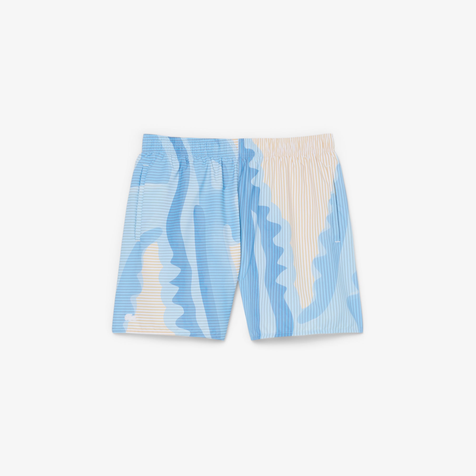 LACOSTE Mid Length Striped Swim Trunks