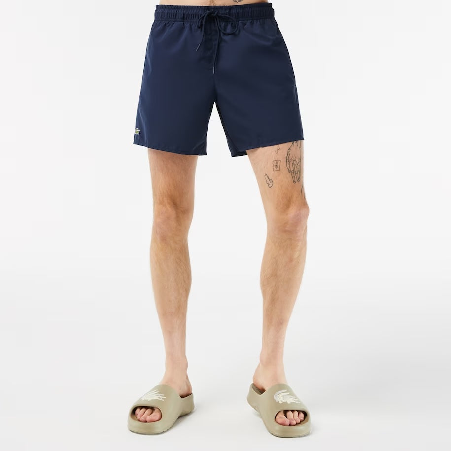 Lacoste Men's Light Quick-Dry Swim Shorts - S / 802 -Navy Blue/Green - Lacoste Swimwear THE MIX