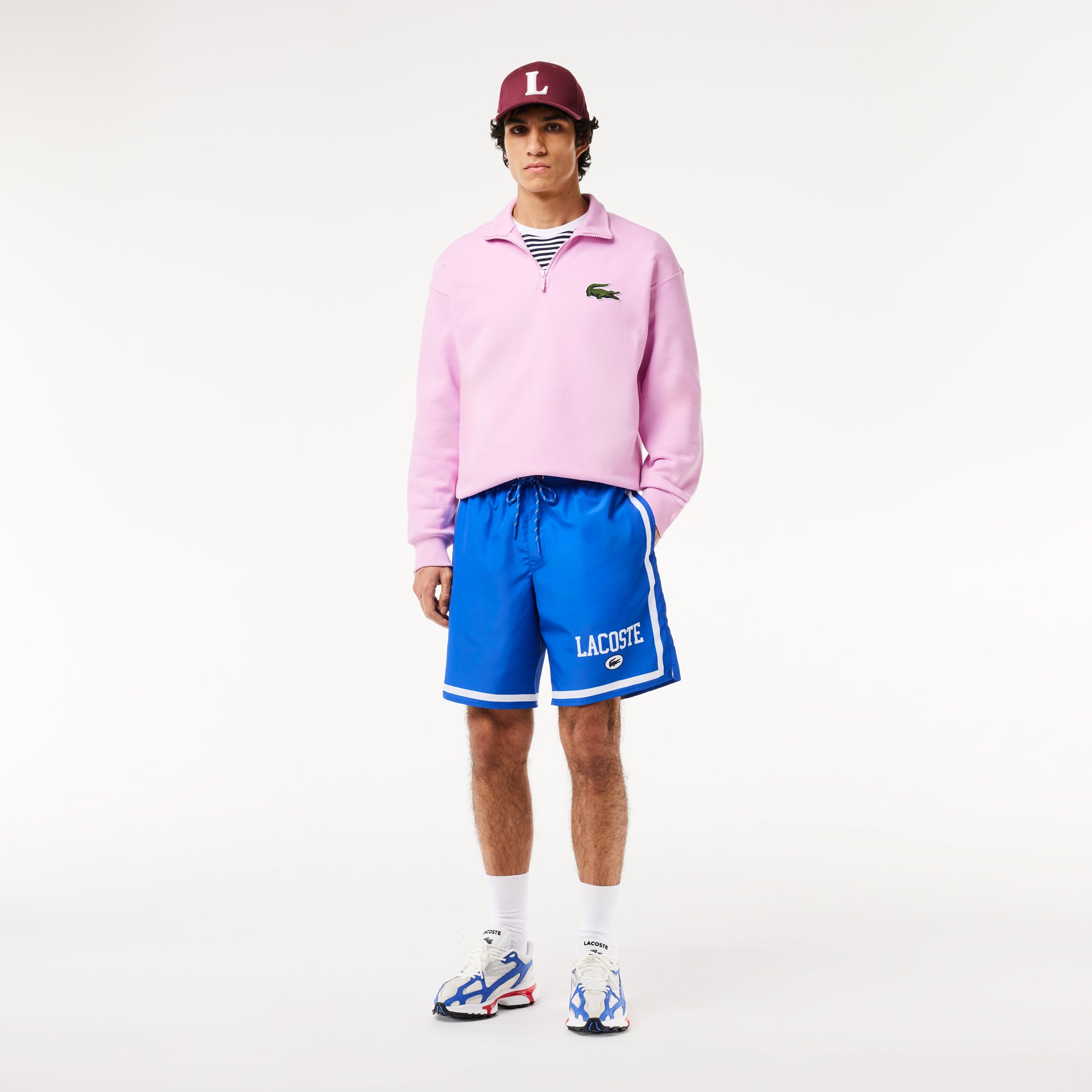 Lacoste Long Print Swim Trunks