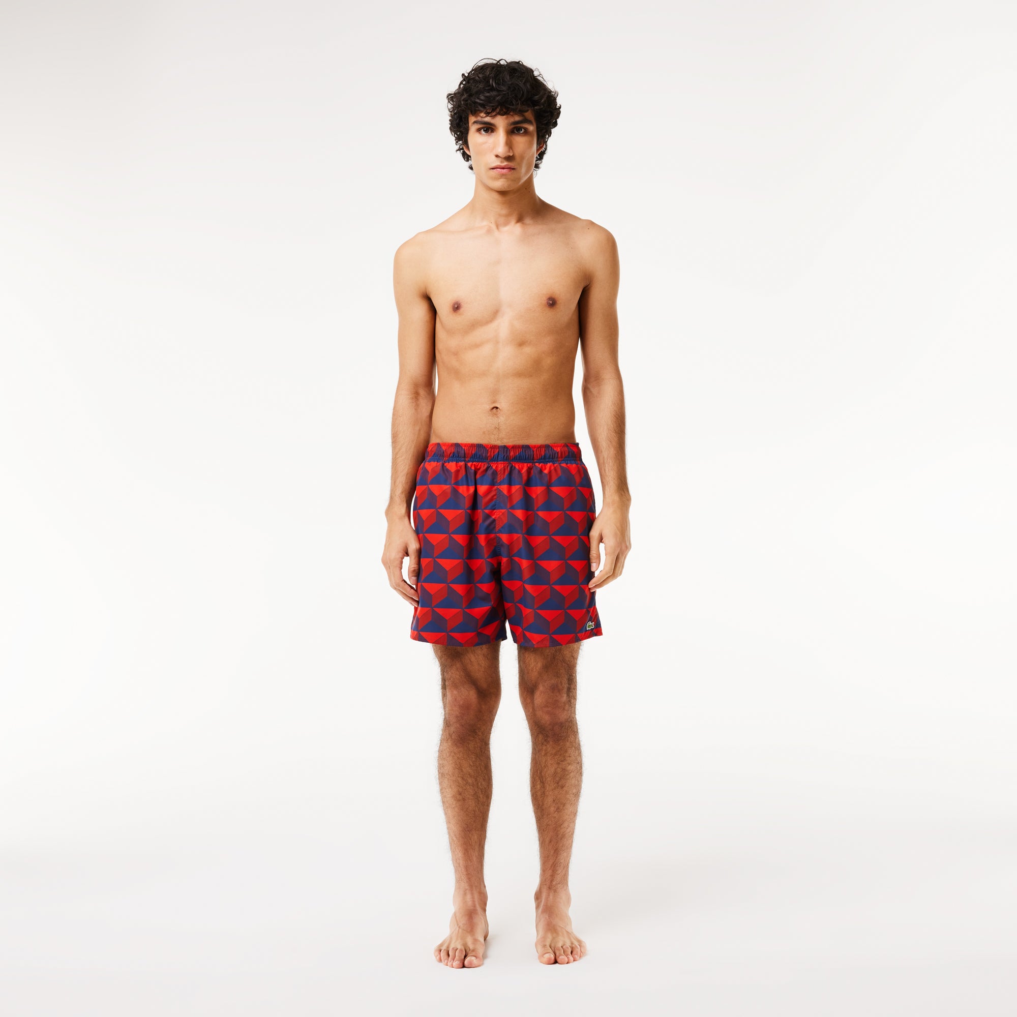 Lacoste Mid Length Graphic Swim Trunks
