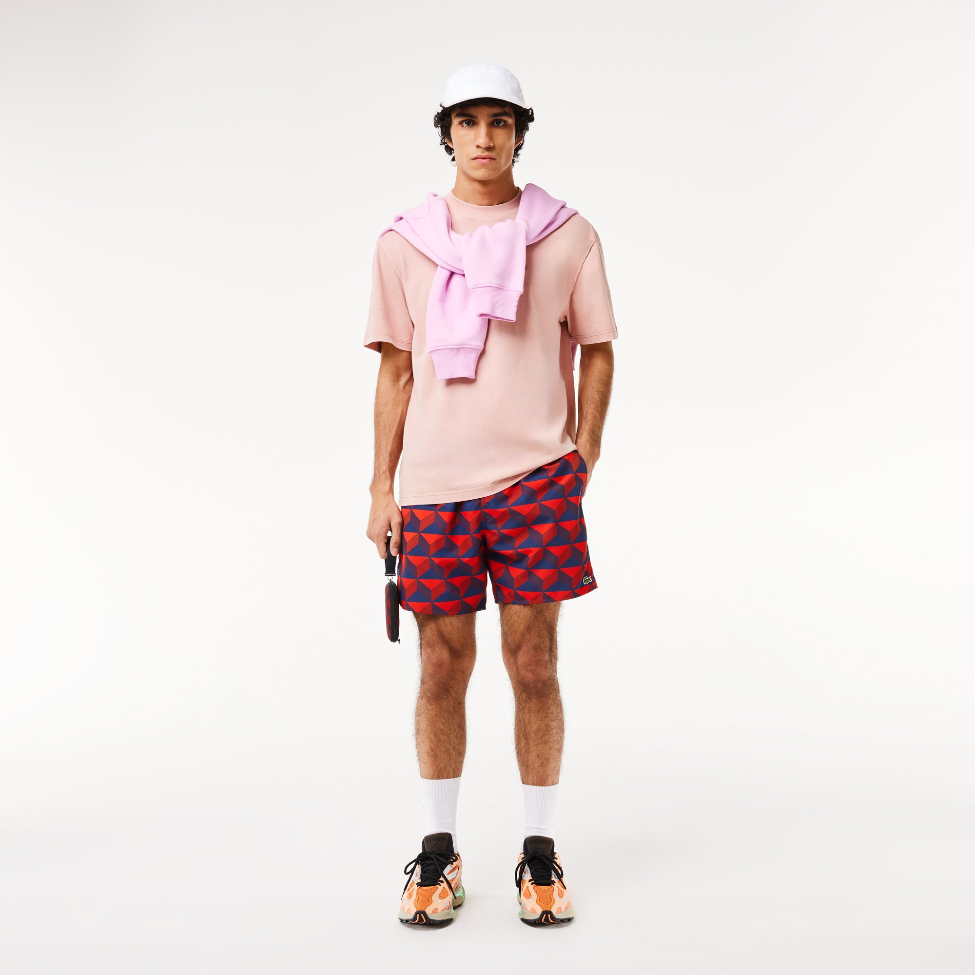 Lacoste Mid Length Graphic Swim Trunks