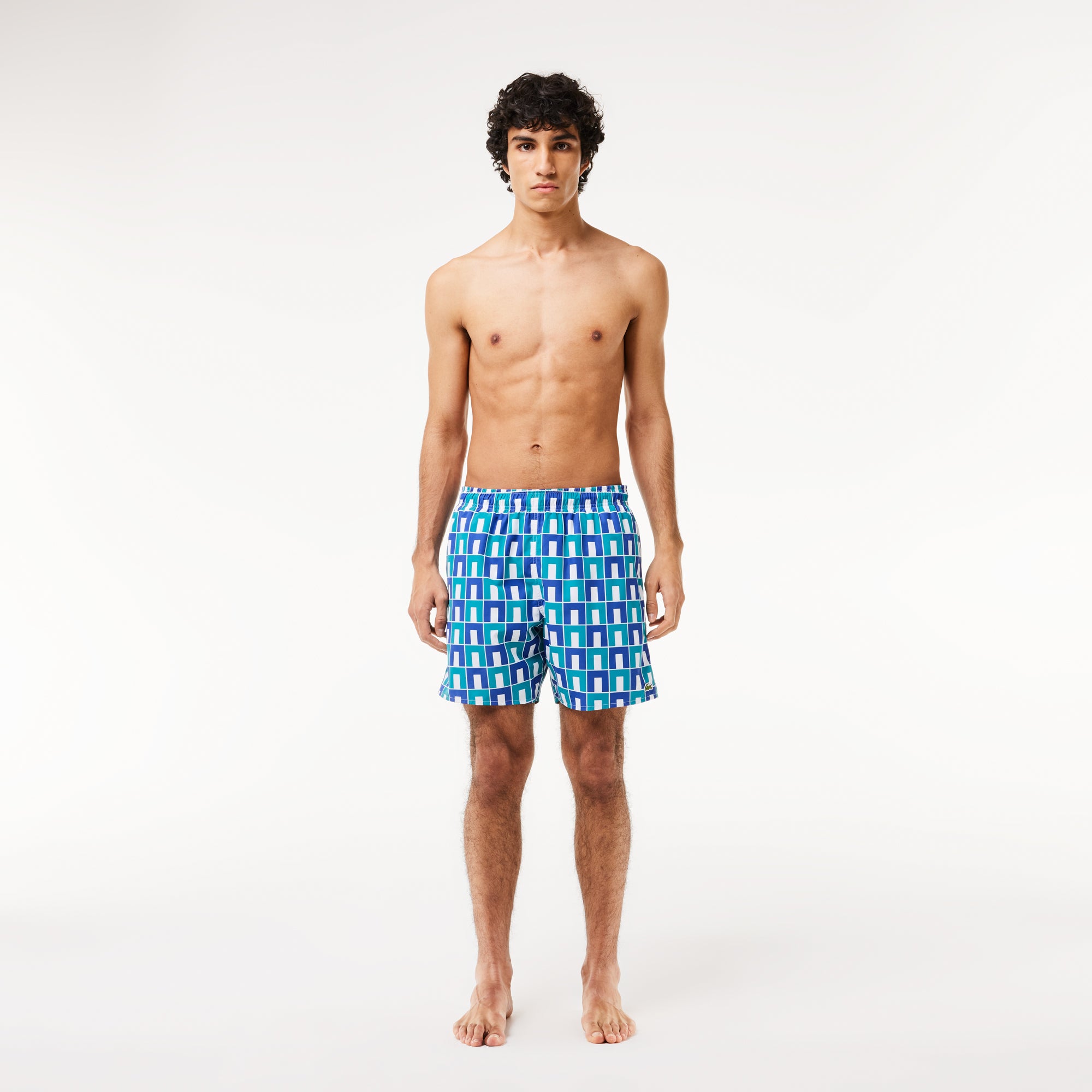 Lacoste Mid Length Graphic Swim Trunks