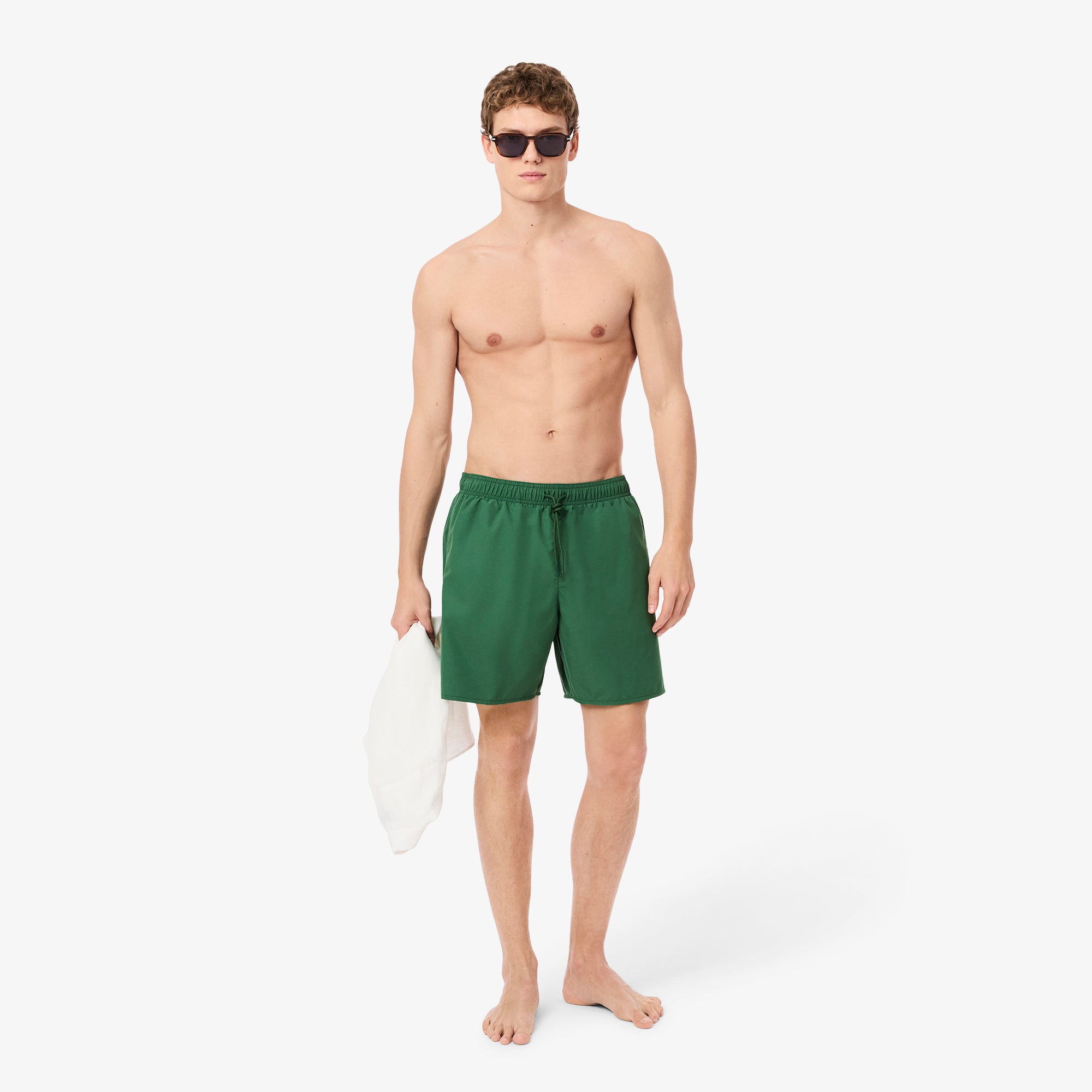 LACOSTE Mid Length Monochrome Swim Trunks