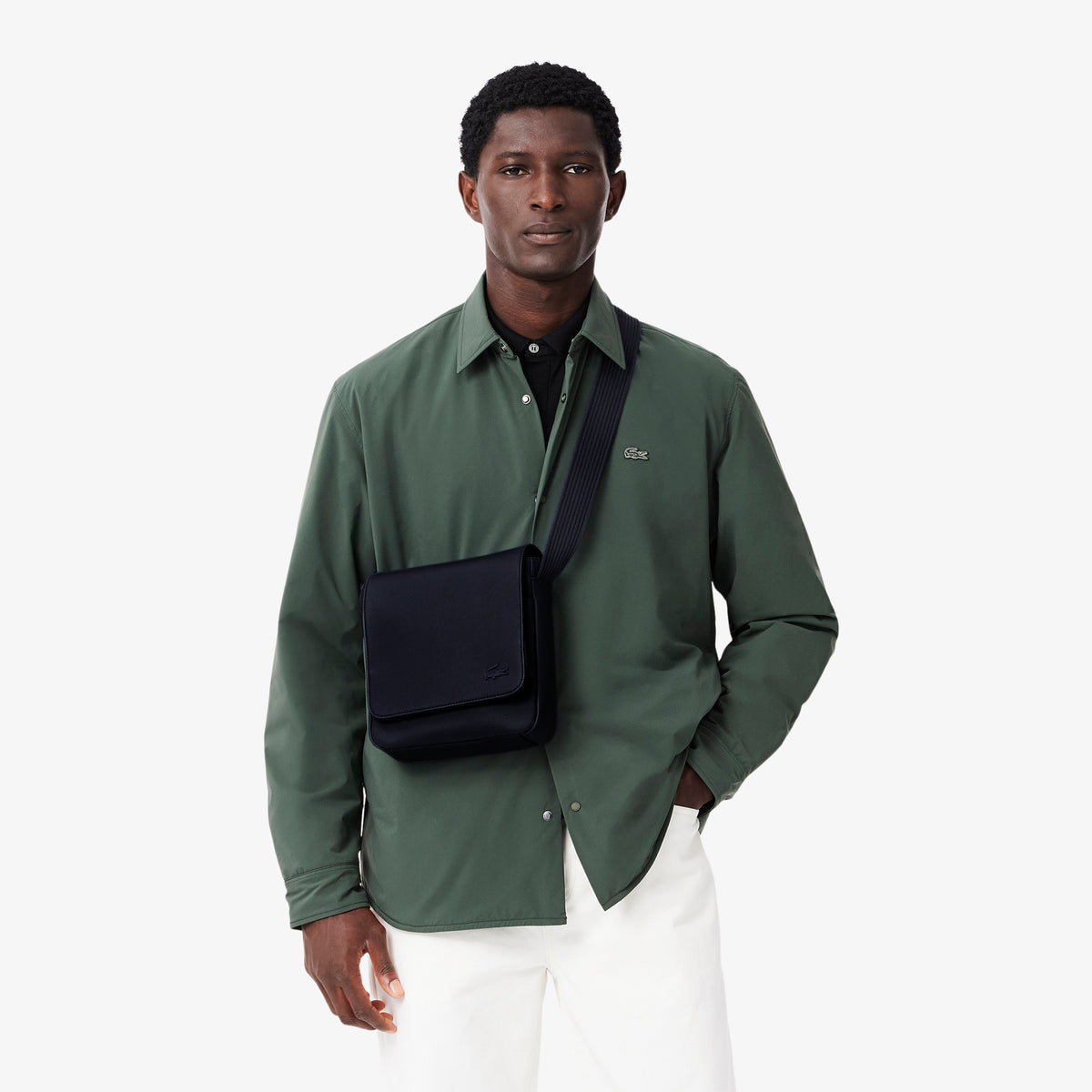 LACOSTE Men's Classic Flap Close Shoulder Bag