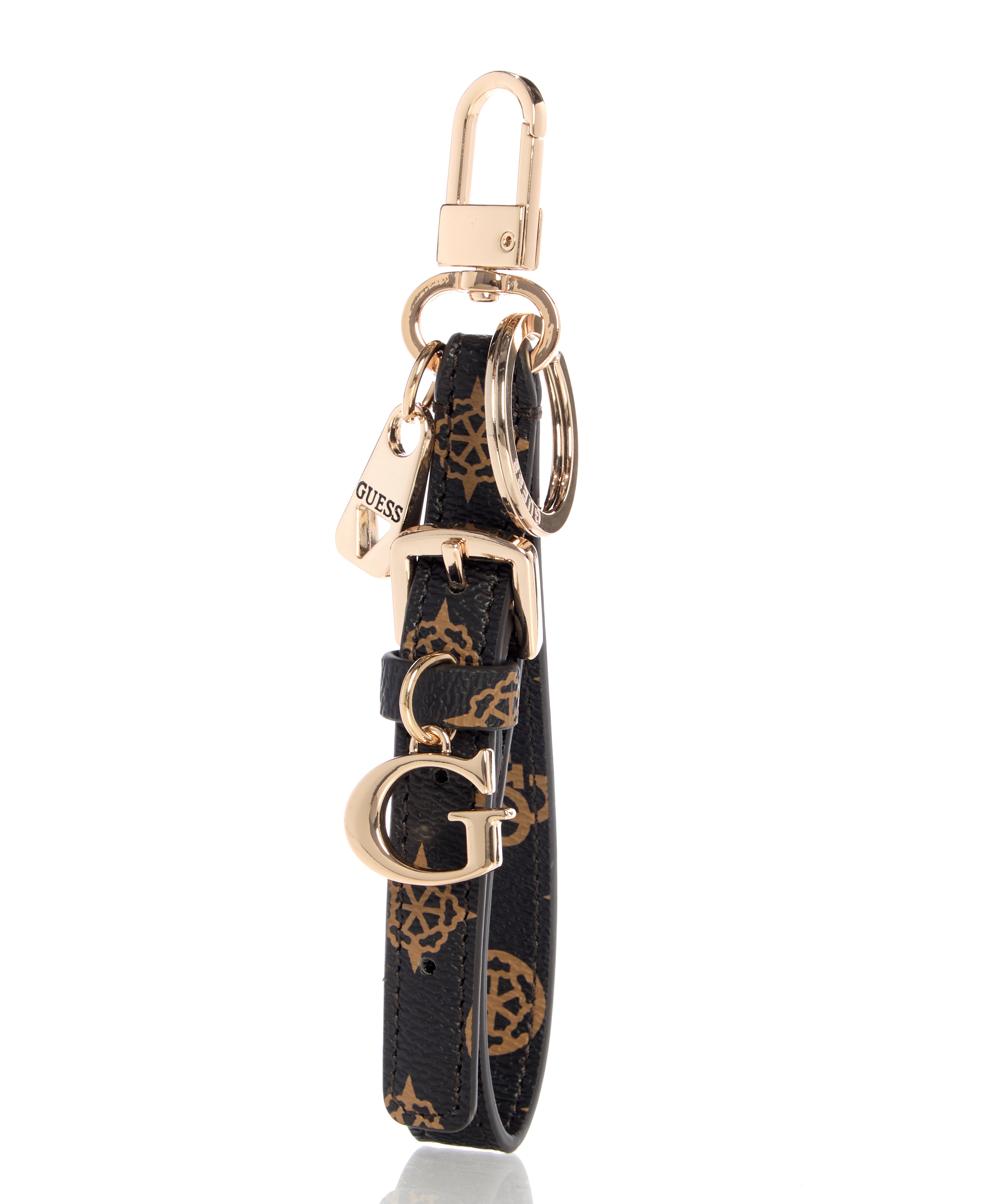 GUESS Brown Logo Wristlet Keychain