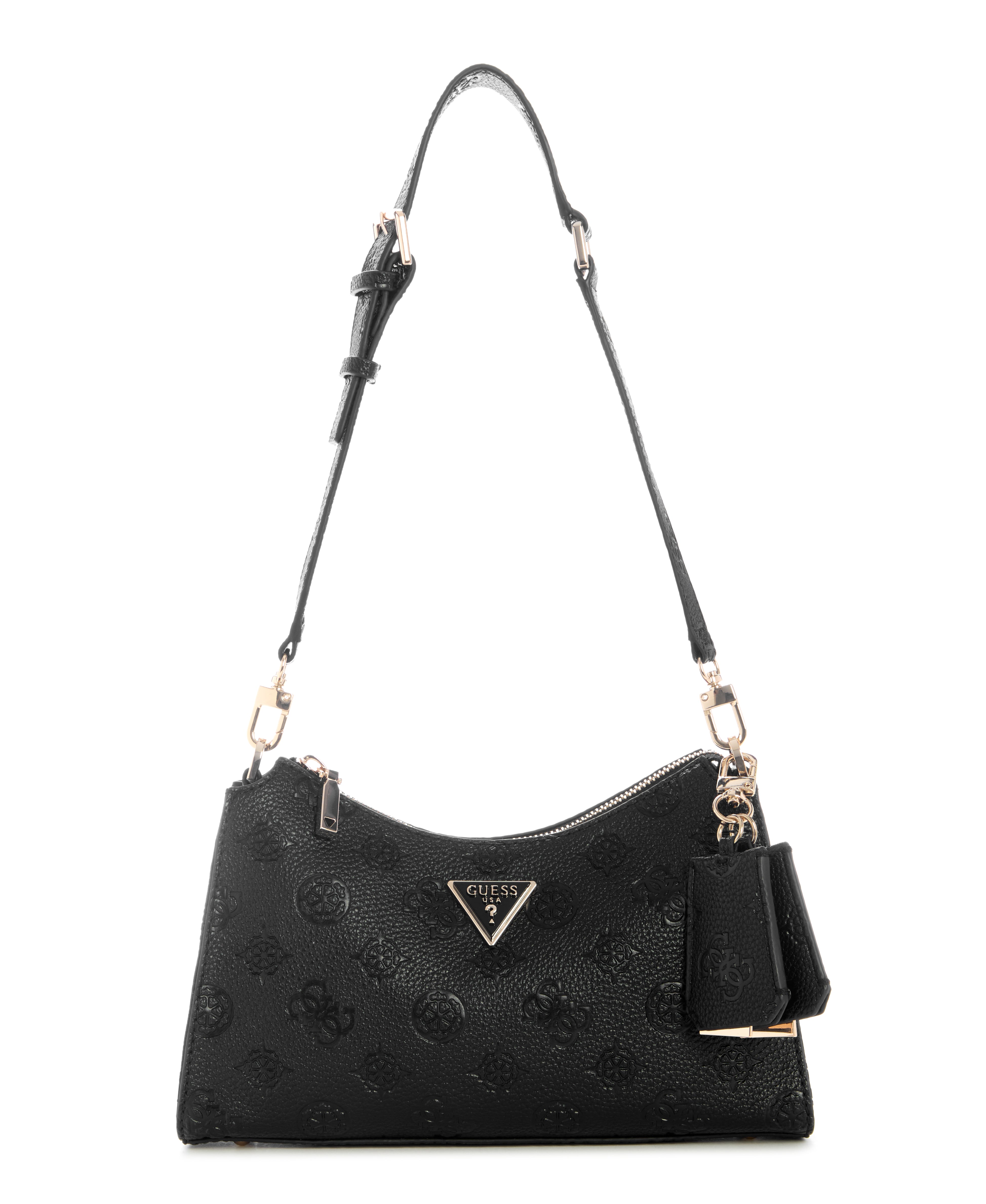 GUESS Cresidia II Top Zip Shoulder Bag Black