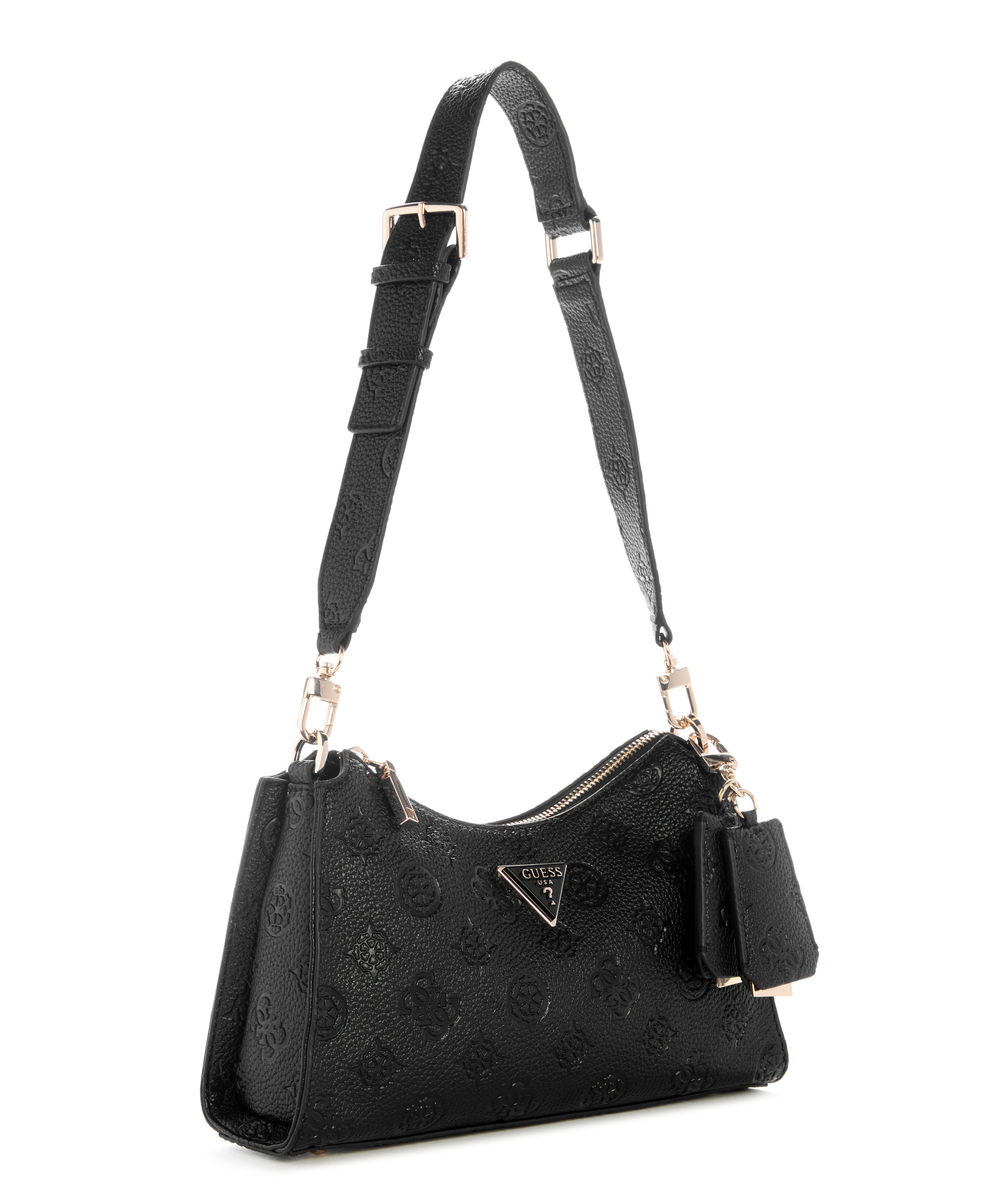 GUESS Cresidia II Top Zip Shoulder Bag Black