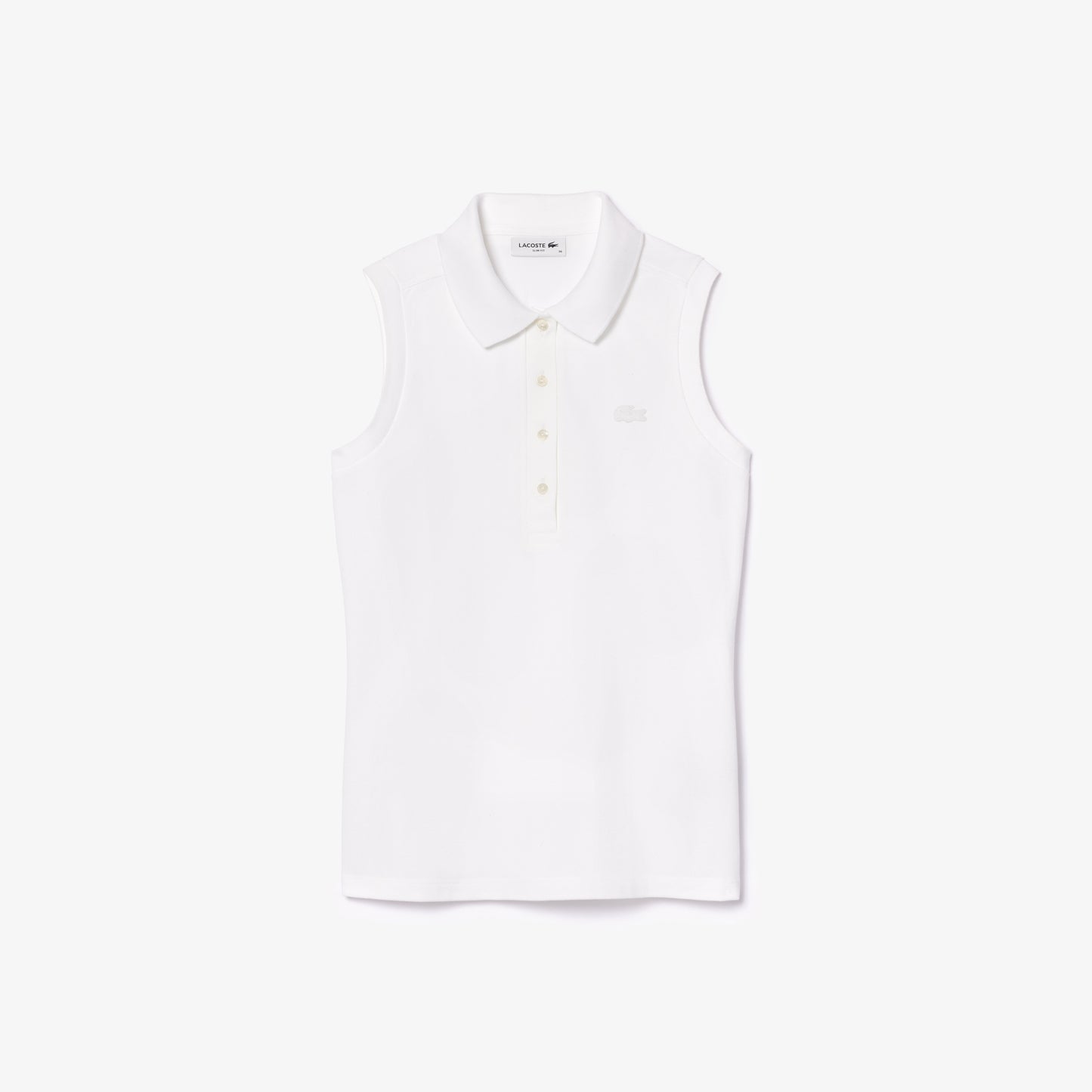 Lacoste Women's Sleeveless Cotton Piqué Polo - EU34-XS / 001-White - Lacoste Apparel THE MIX