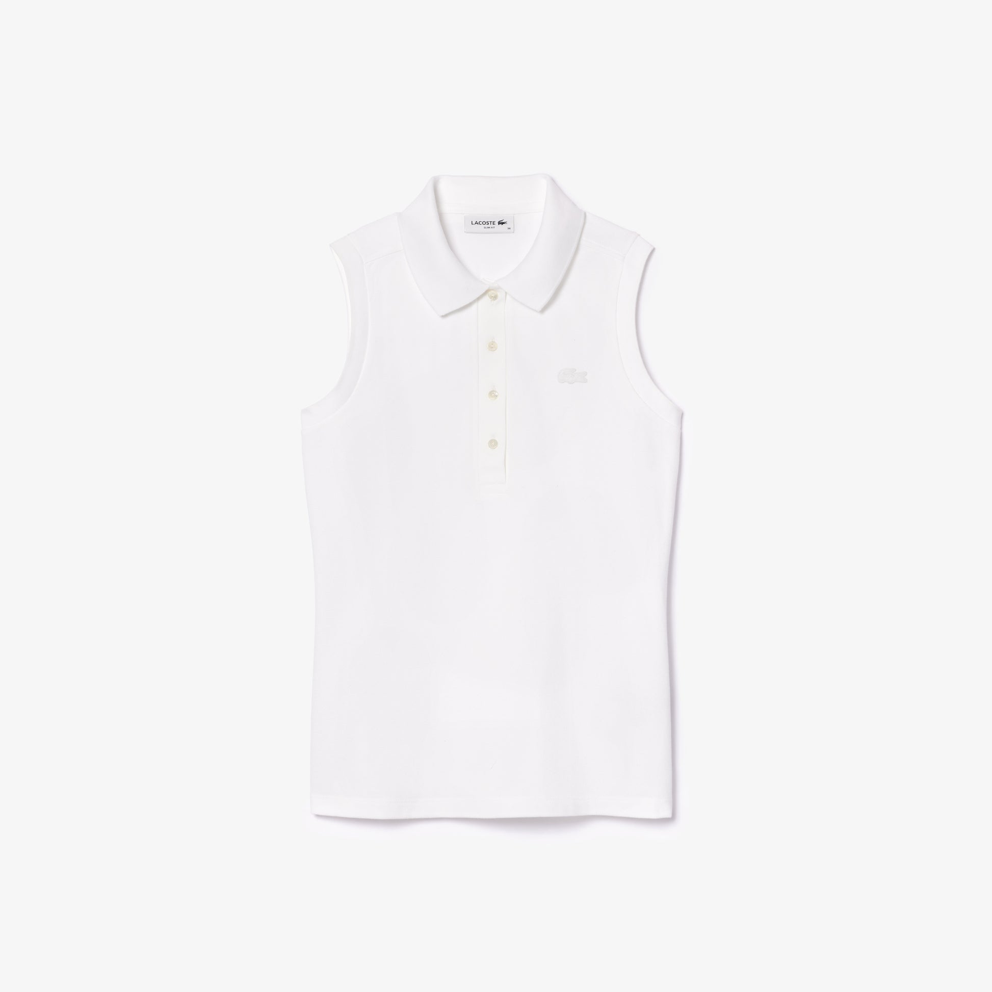 Lacoste Women's Sleeveless Cotton Piqué Polo - EU34-XS / 001-White - Lacoste Apparel THE MIX