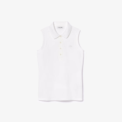 Lacoste Women's Sleeveless Cotton Piqué Polo - EU34-XS / 001-White - Lacoste Apparel THE MIX