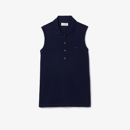 Lacoste Women's Sleeveless Cotton Piqué Polo - EU36-S / 166-Navy Blue - Lacoste Apparel THE MIX