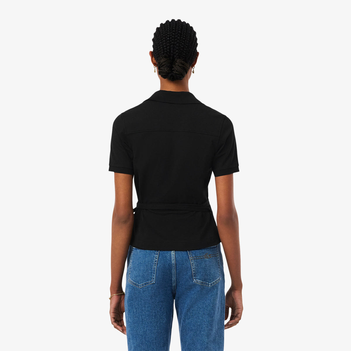 LACOSTE Stretch Mini Piqué Wrap Polo Shirt Women