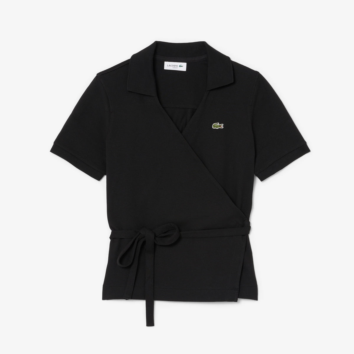 LACOSTE Stretch Mini Piqué Wrap Polo Shirt Women