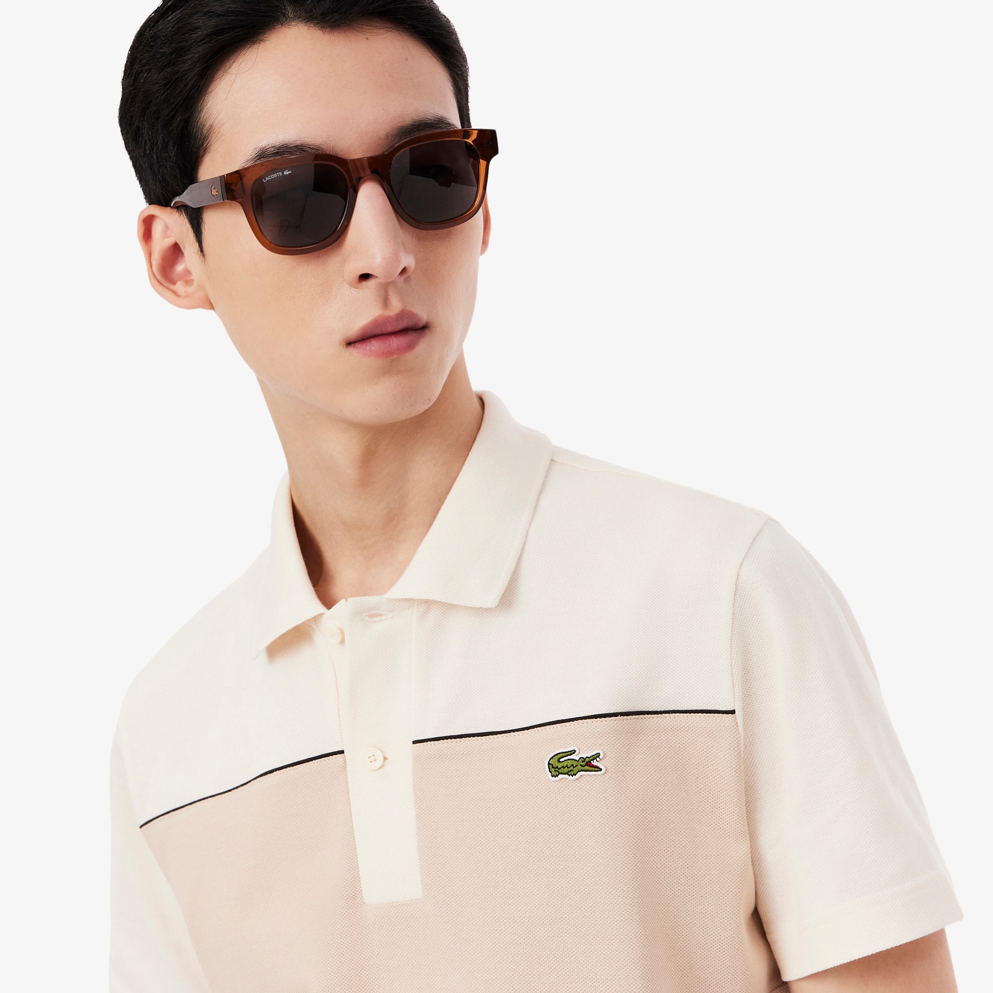 LACOSTE Men Regular Fit Colour-Block Piqué Polo Shirt