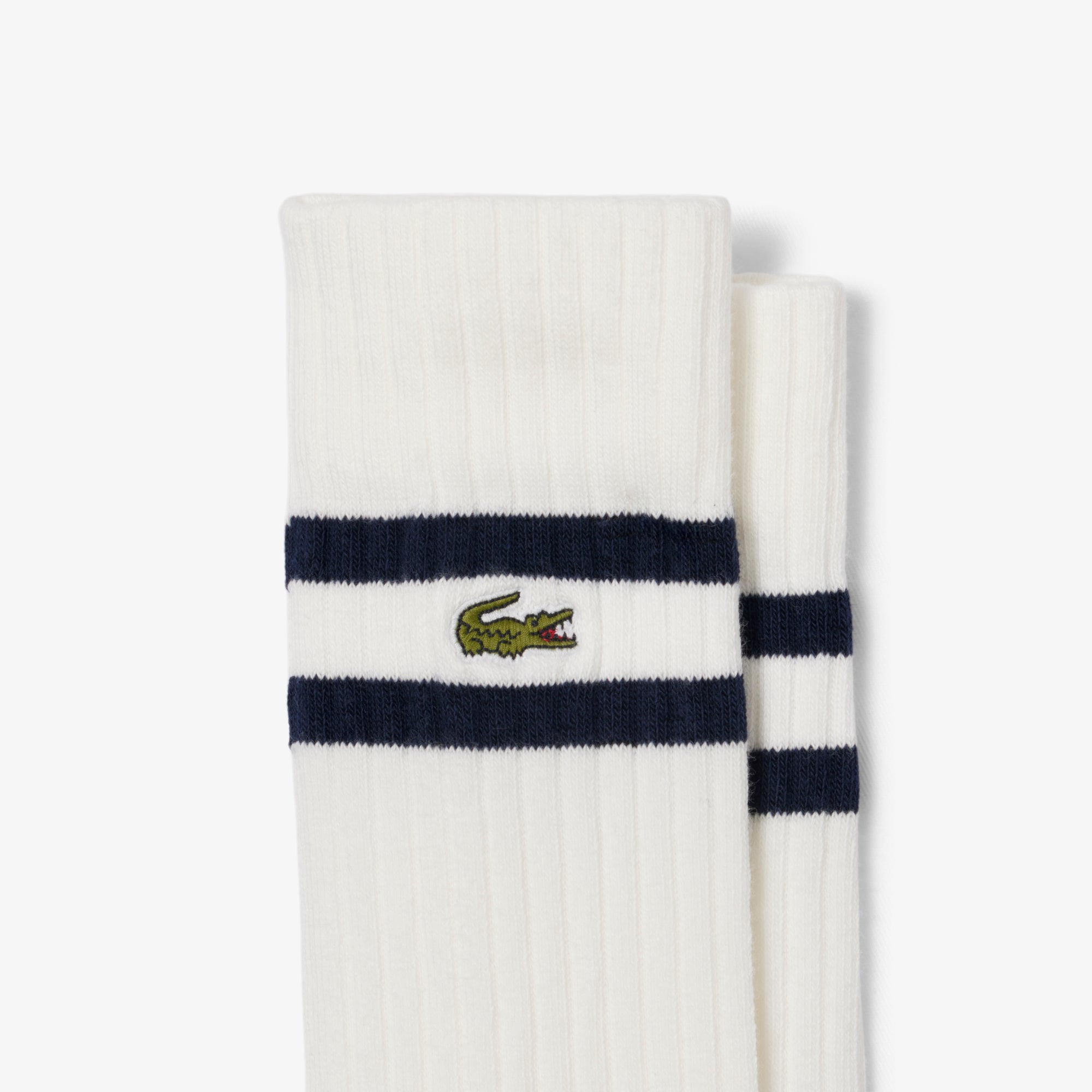 Lacoste Unisex ribbed knit socks with contrast stripes