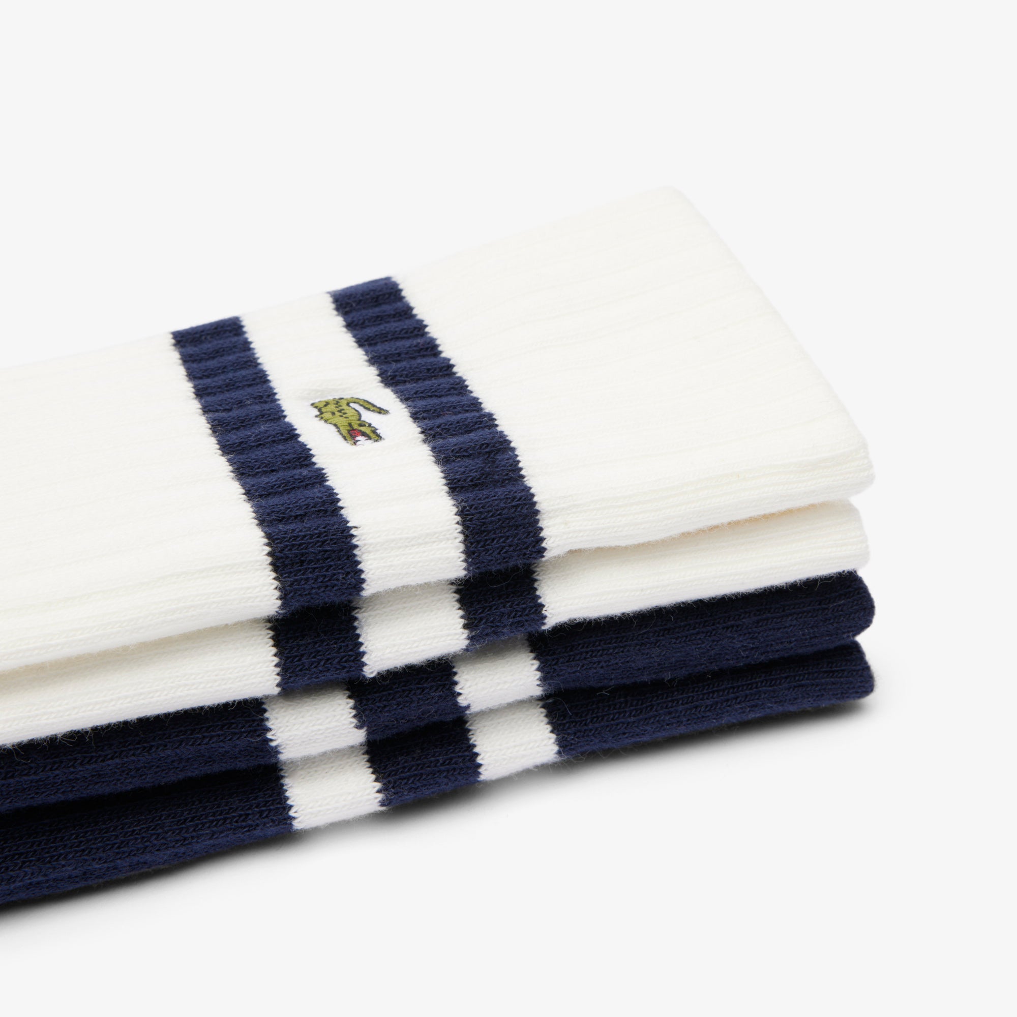 Lacoste Unisex ribbed knit socks with contrast stripes