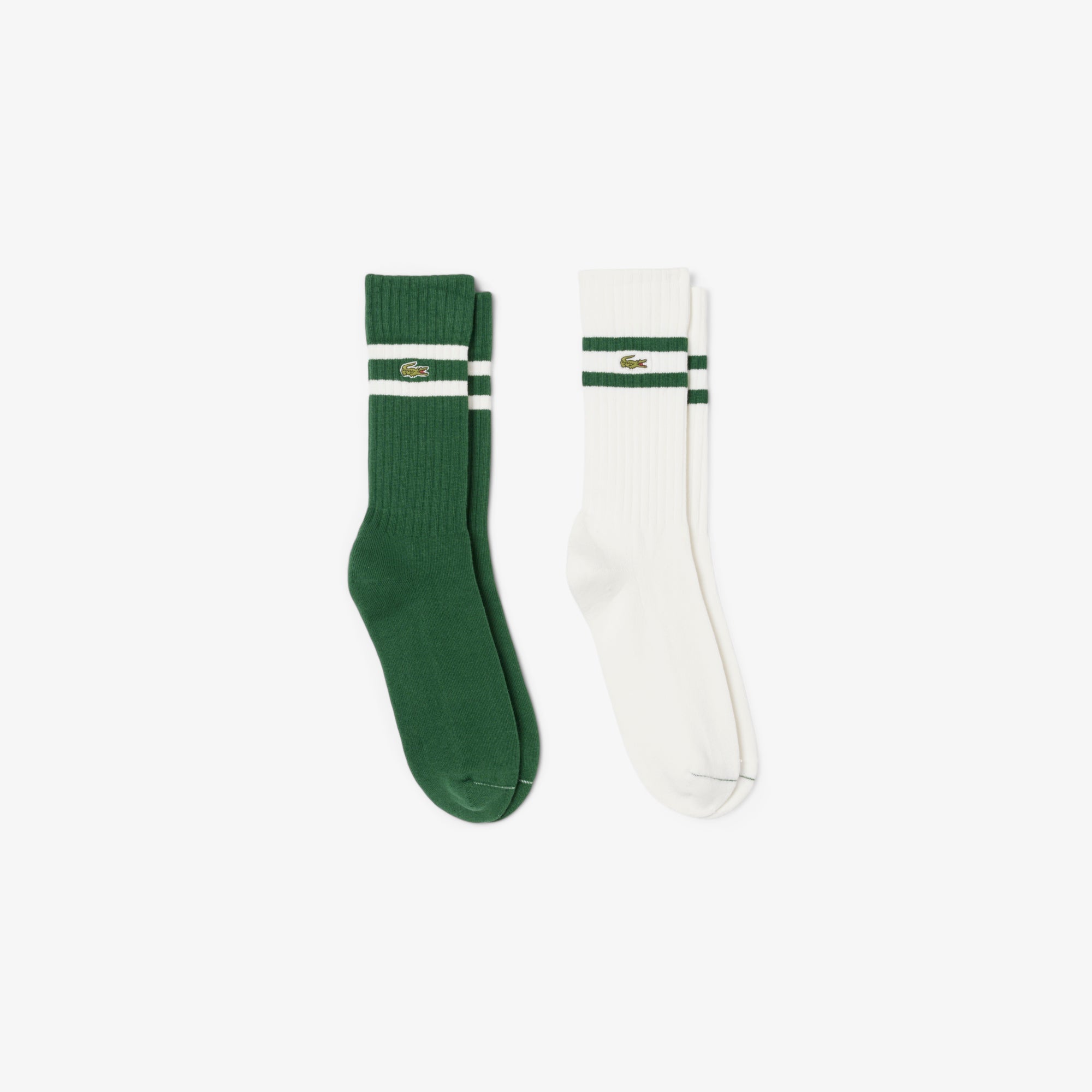 Lacoste Unisex ribbed knit socks with contrast stripes