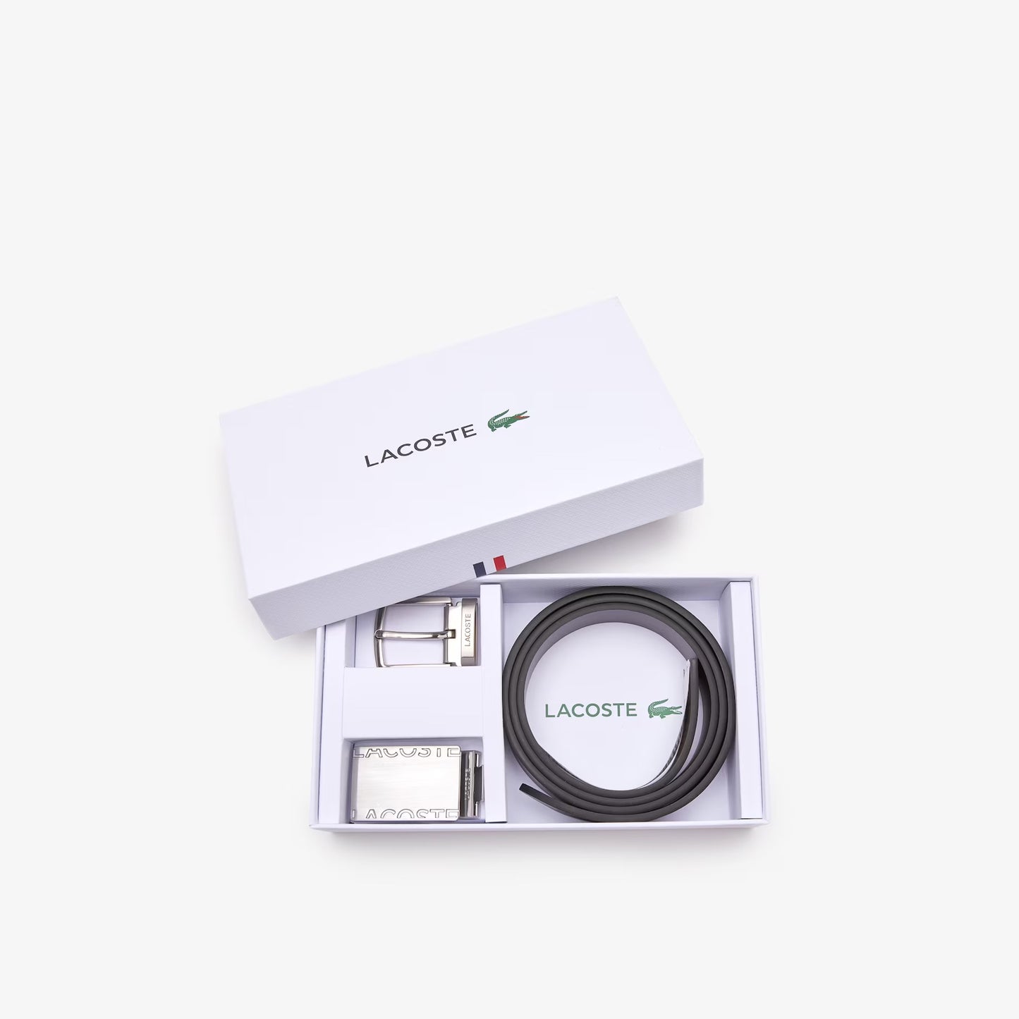 Men's Lacoste Pin And Flat Buckle Belt Gift Set