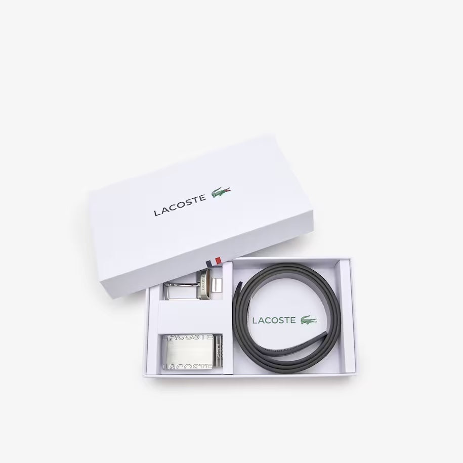 Men's Lacoste Pin And Flat Buckle Belt Gift Set