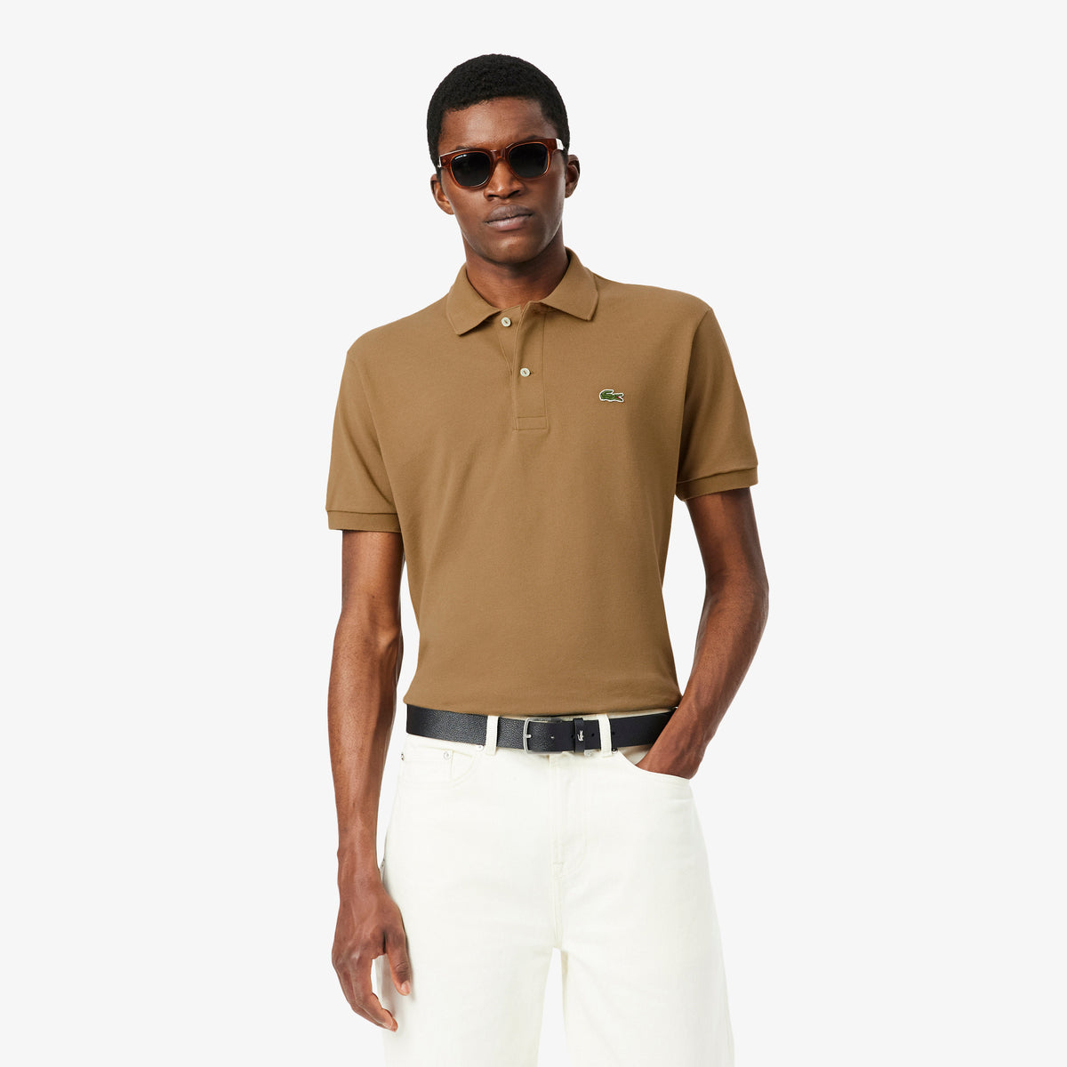 LACOSTE Grained Leather Belt Men