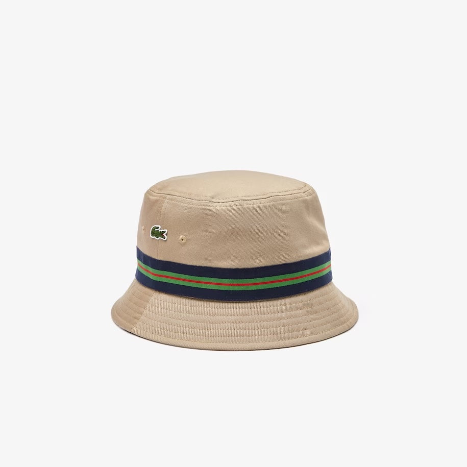 Unisex Lacoste Organic Cotton Stripe Band Bucket Hat
