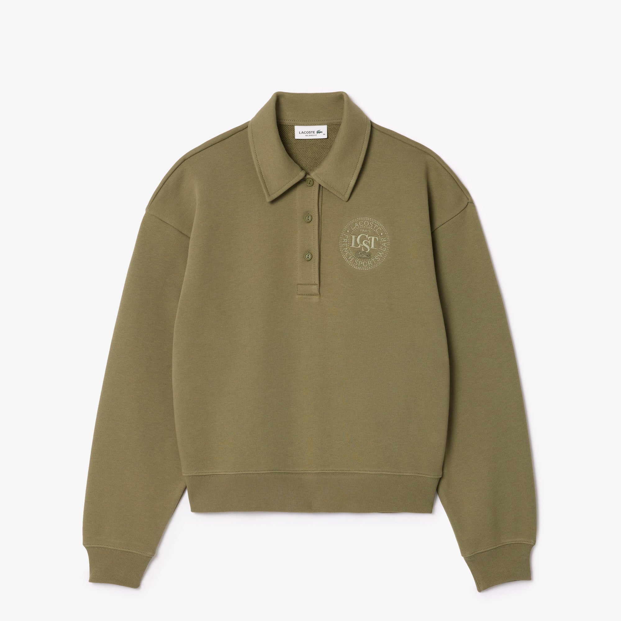 LACOSTE Women's Embroidered Fleece Polo Sweatshirt